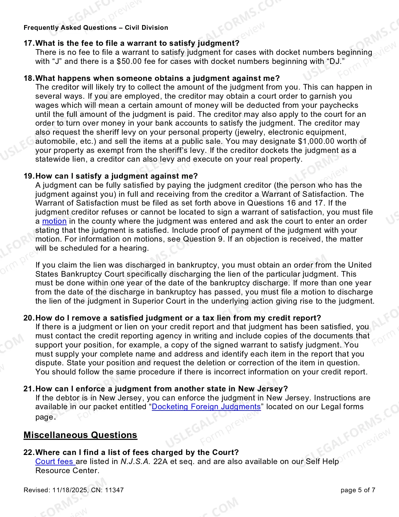Preview Civil Division FAQ