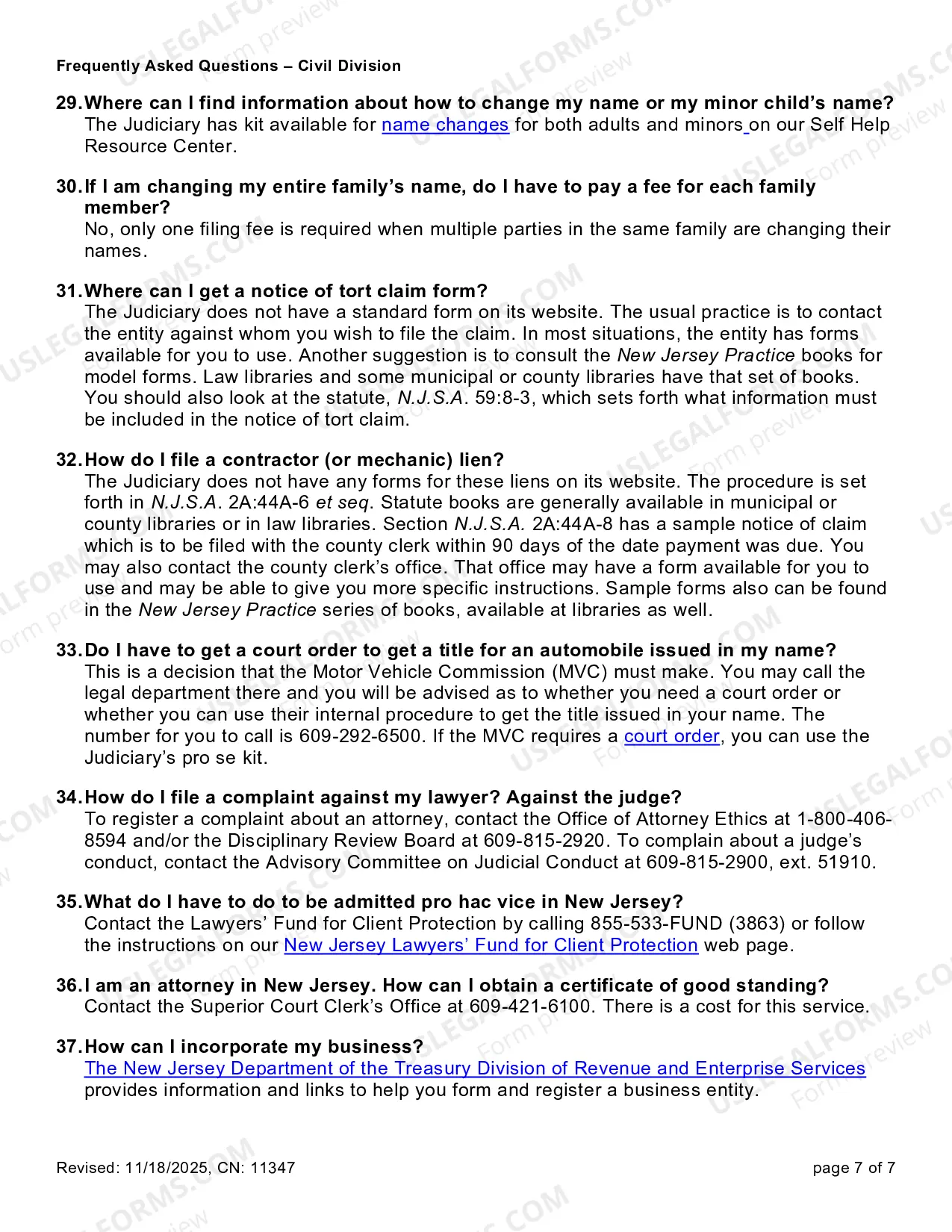 Preview Civil Division FAQ