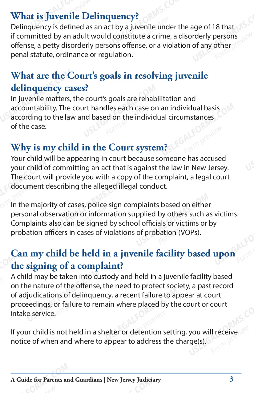 Preview Juvenile Delinquency Proceedings and Your Child - brochure
