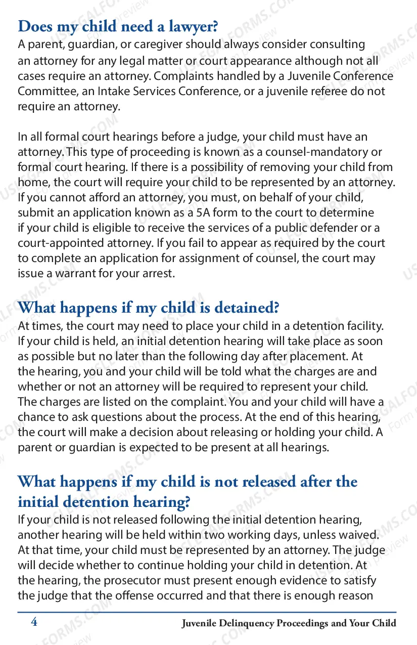 Preview Juvenile Delinquency Proceedings and Your Child - brochure