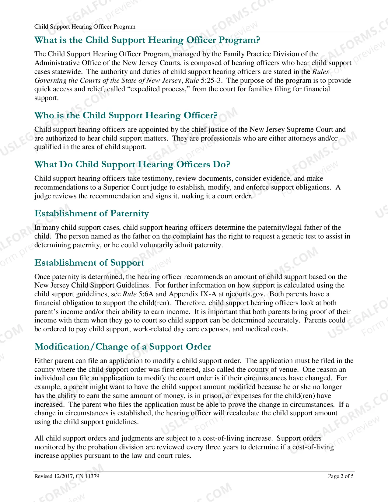 Preview Child Support Hearing Officer Program - brochure