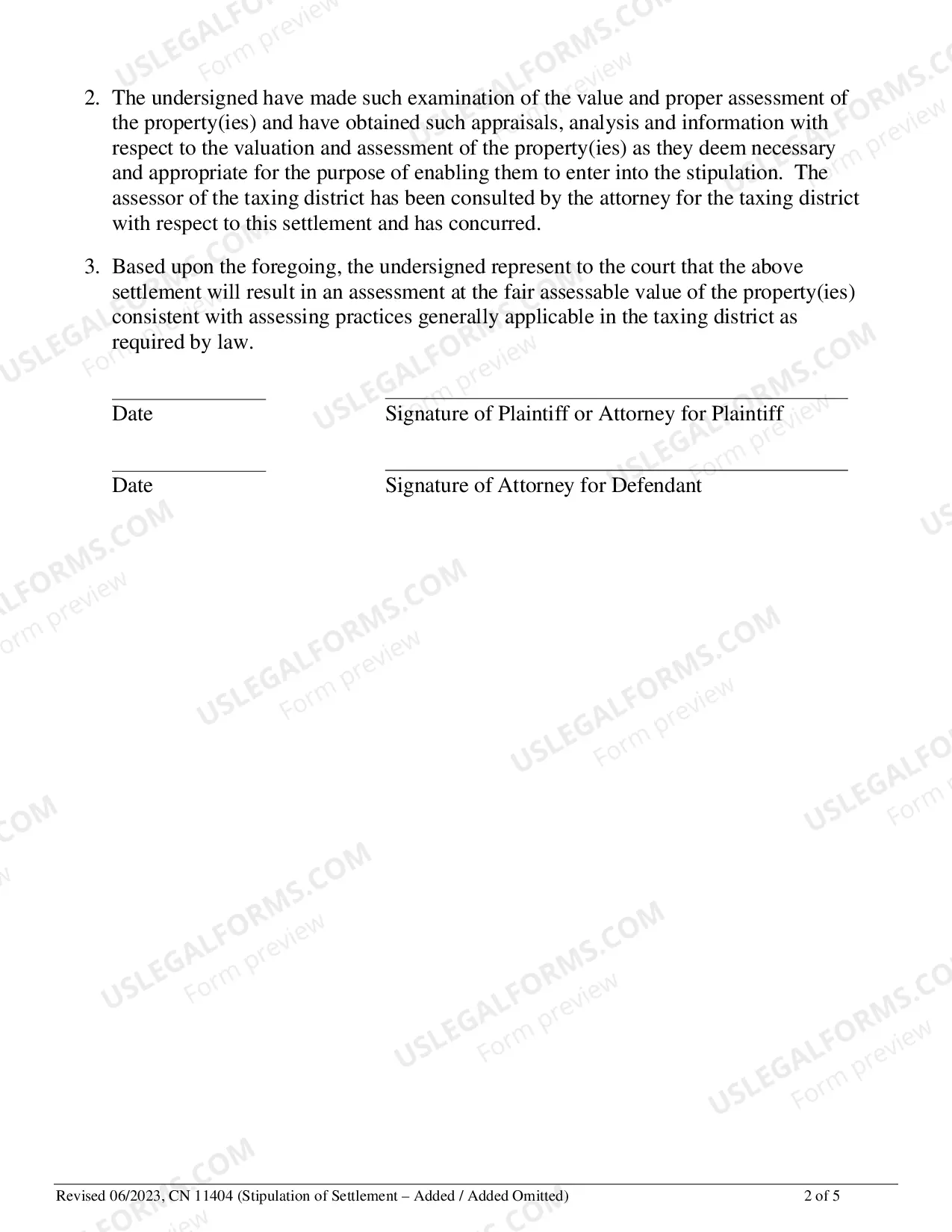 Preview Stipulation of Settlement - Added / Added Omitted