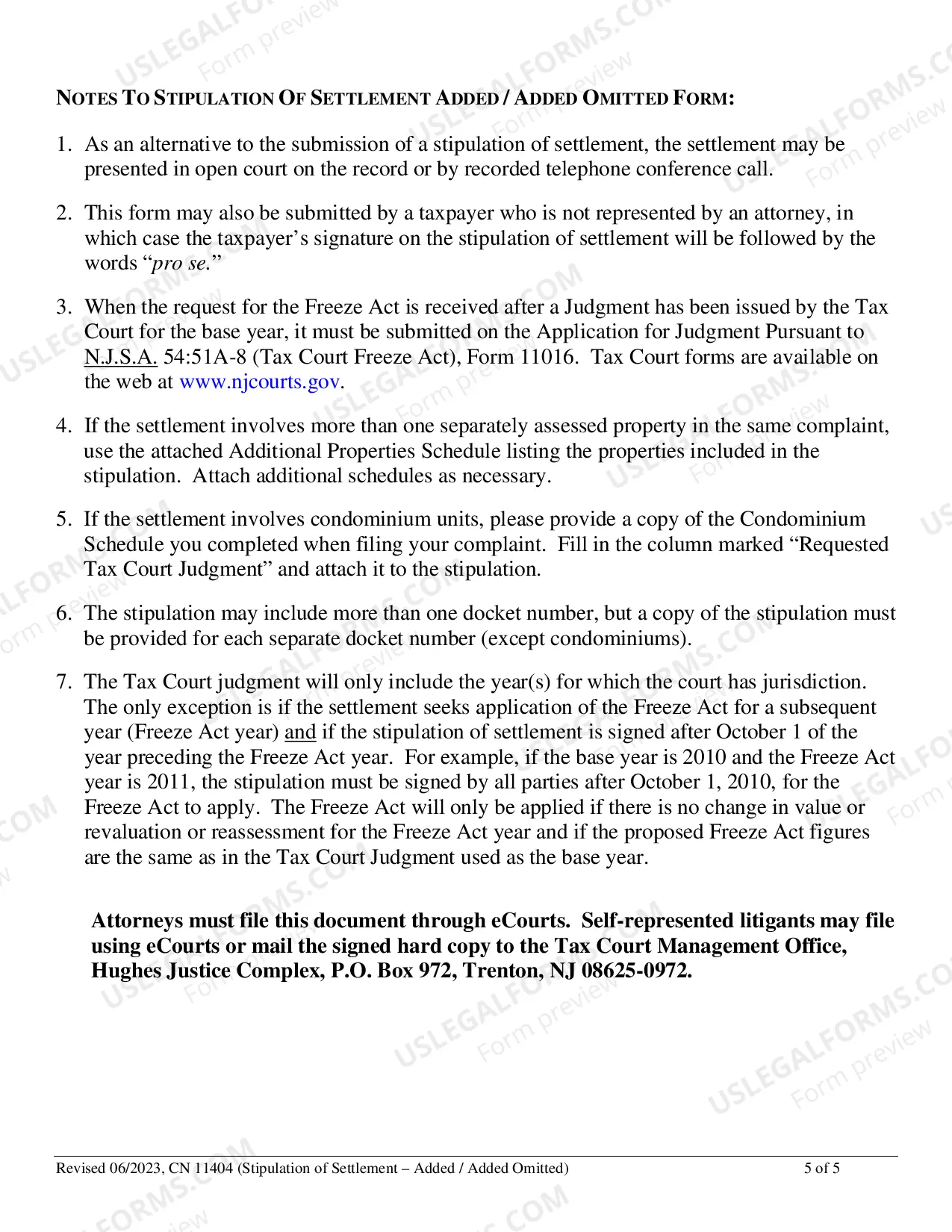 Preview Stipulation of Settlement - Added / Added Omitted