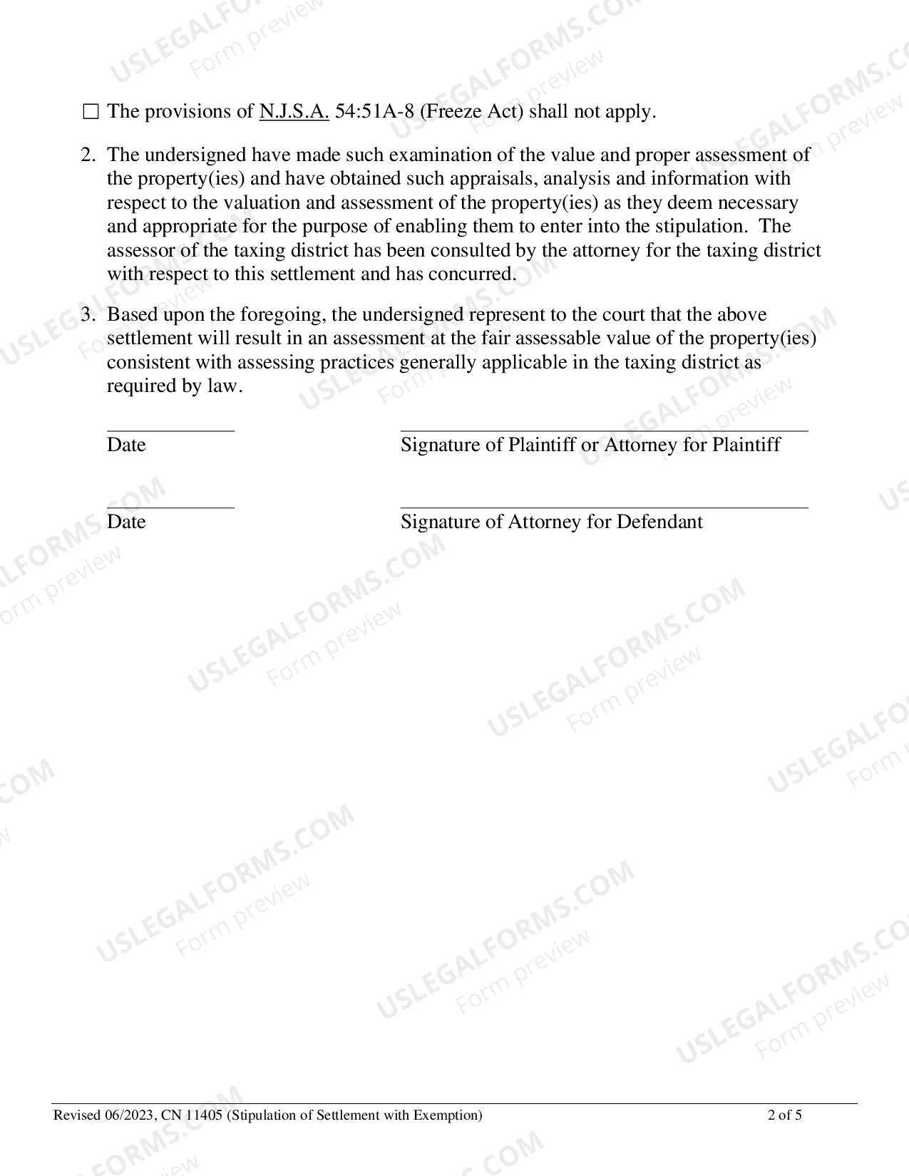 Preview Stipulation of Settlement With Exemption