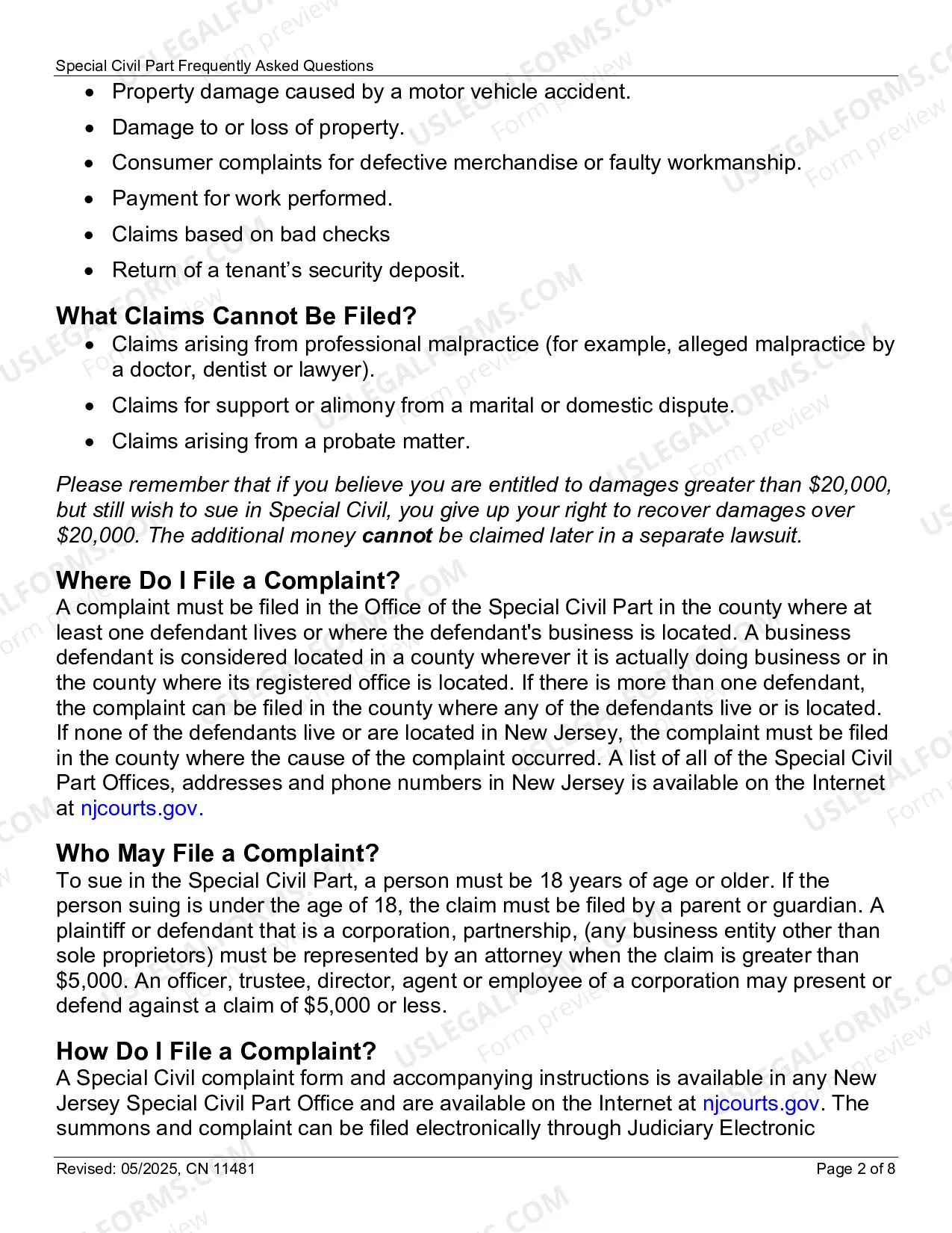 Preview Special Civil FAQs
