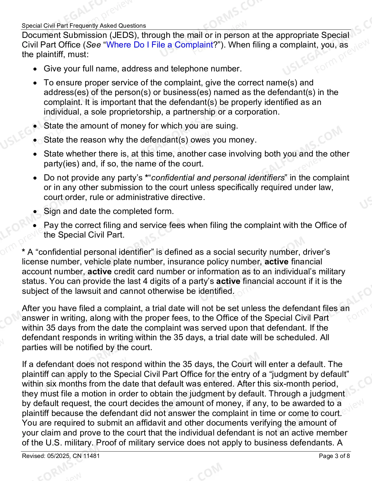 Preview Special Civil FAQs