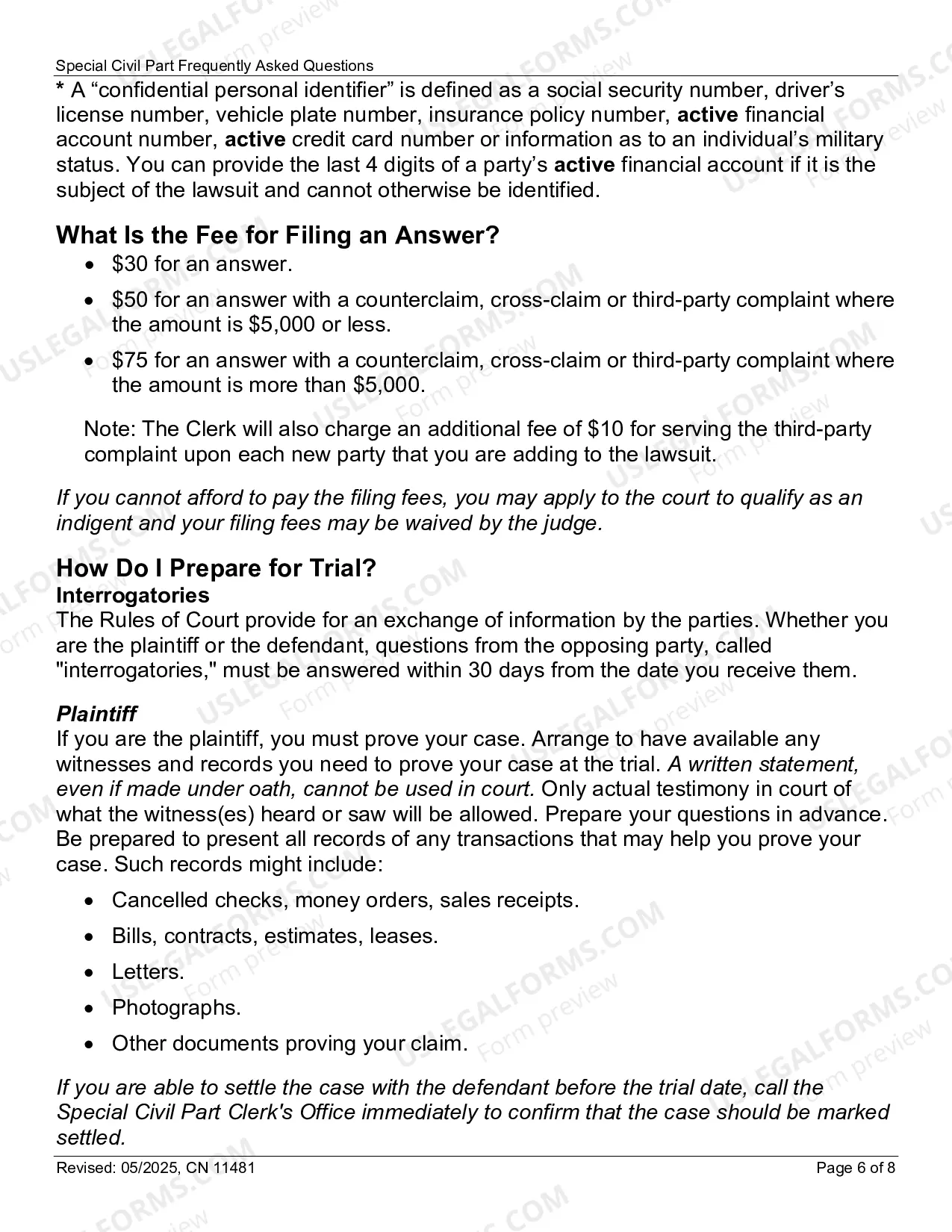 Preview Special Civil FAQs
