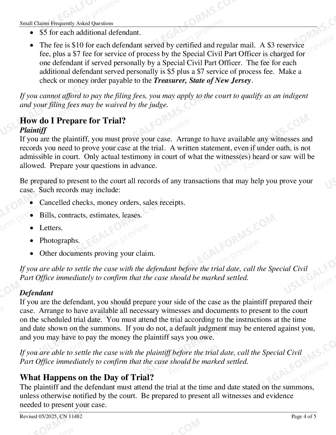 Preview Small Claims FAQs