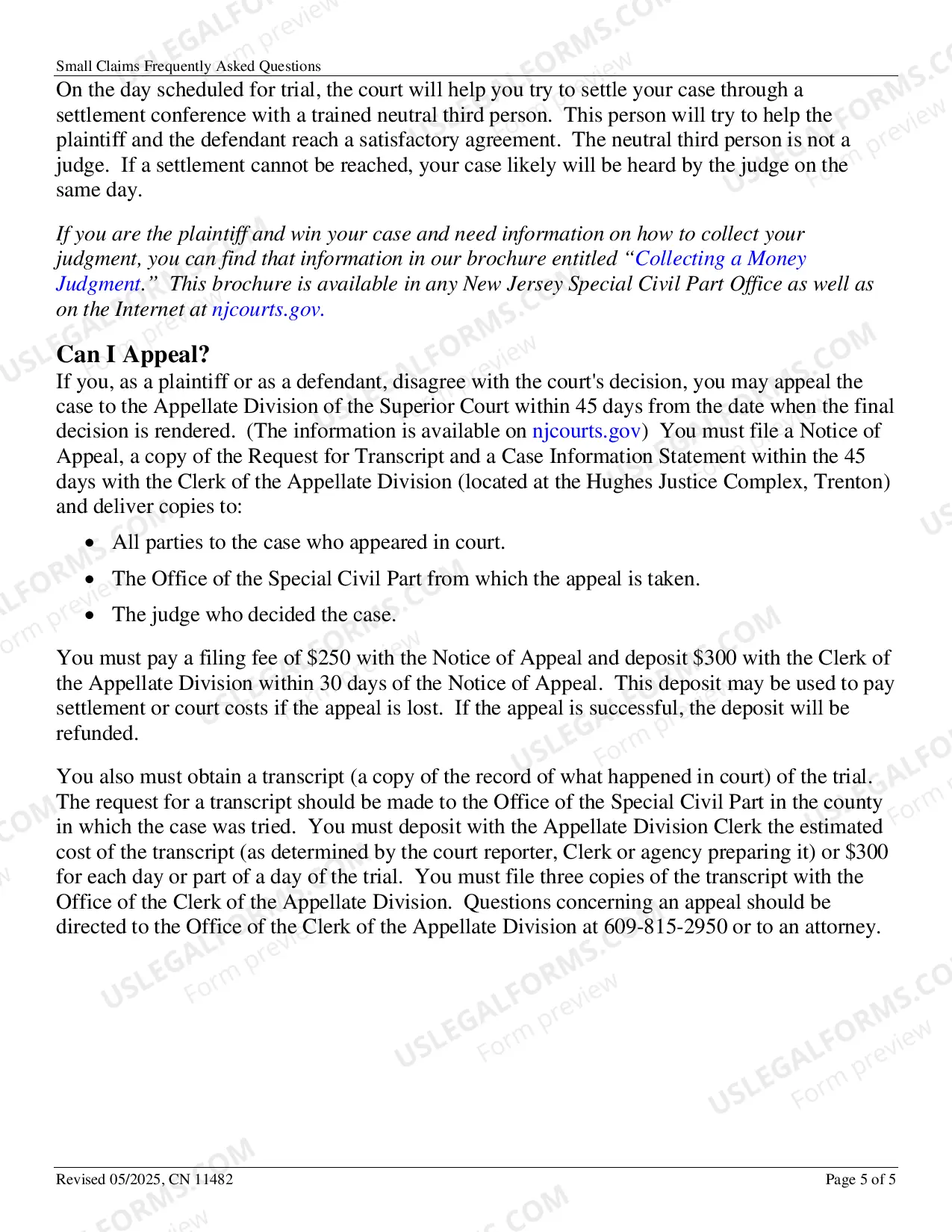 Preview Small Claims FAQs