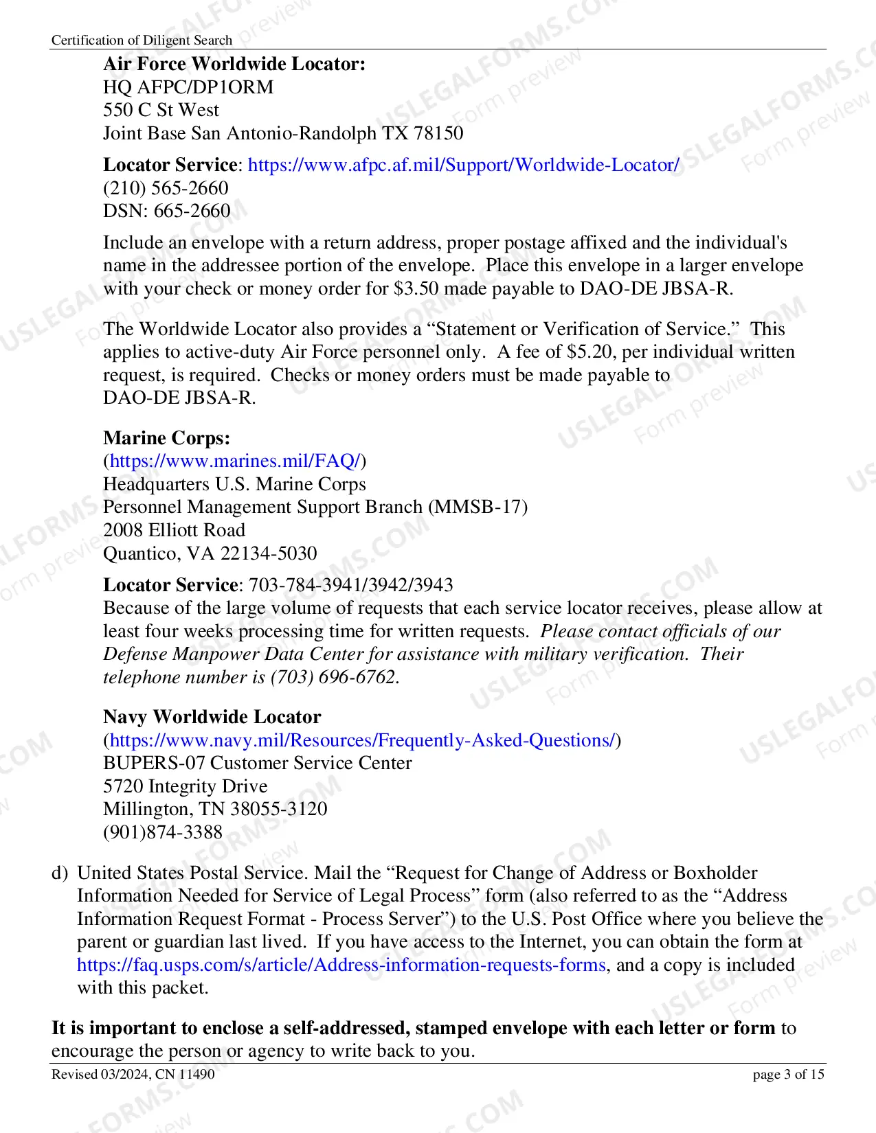 Preview Certification of Diligent Search Kit