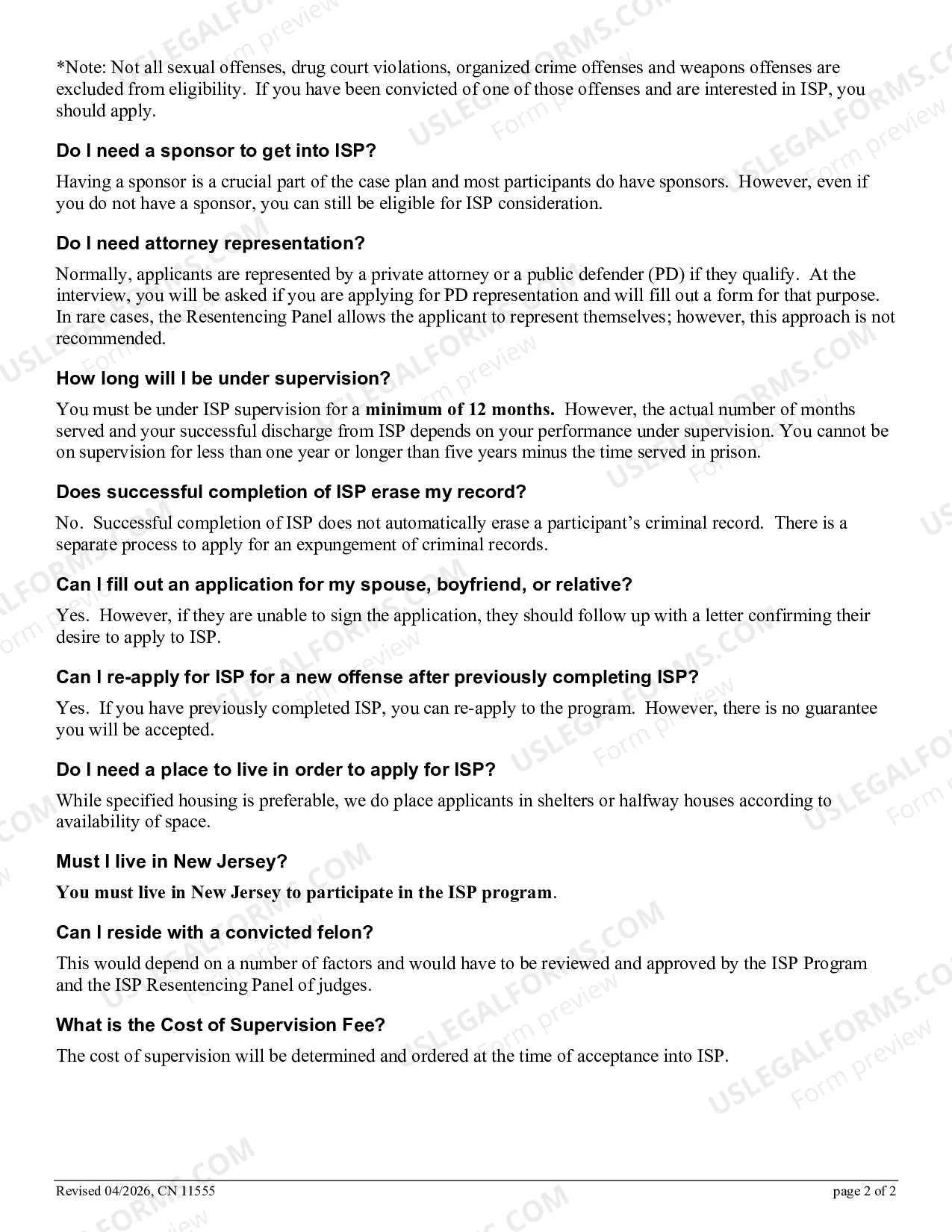Preview Intensive Supervision Program (ISP) - Frequently Asked Questions