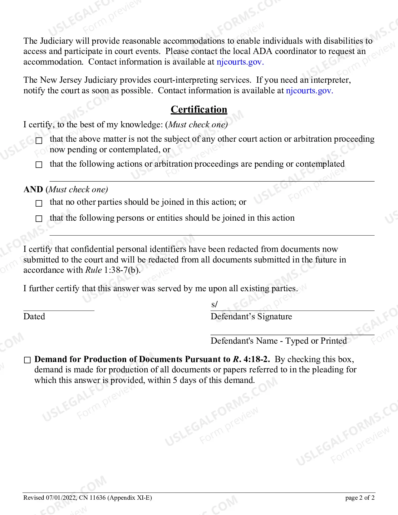 Preview Answer - Auto Accident - Appendix XI-E