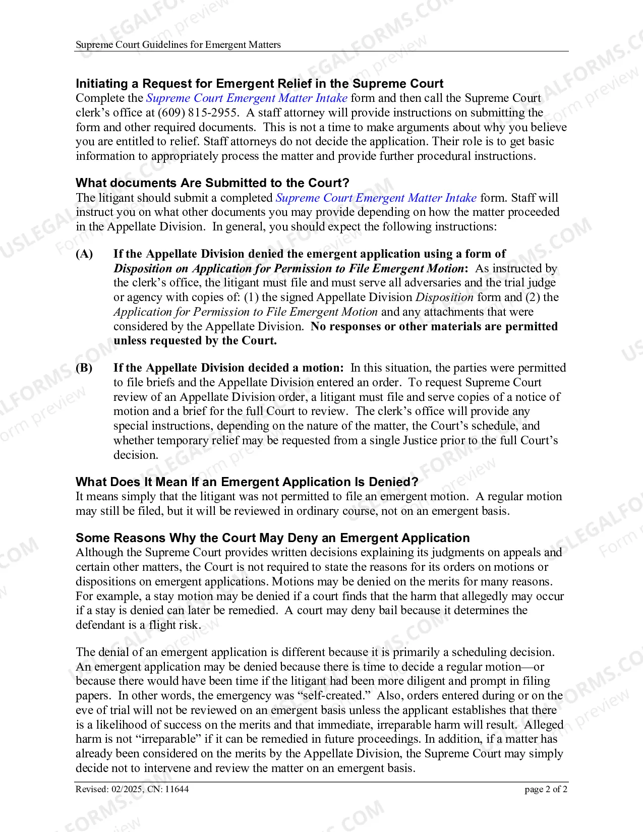 Preview Supreme Court Guidelines for Emergent Matters (Rule 2:9-8)
