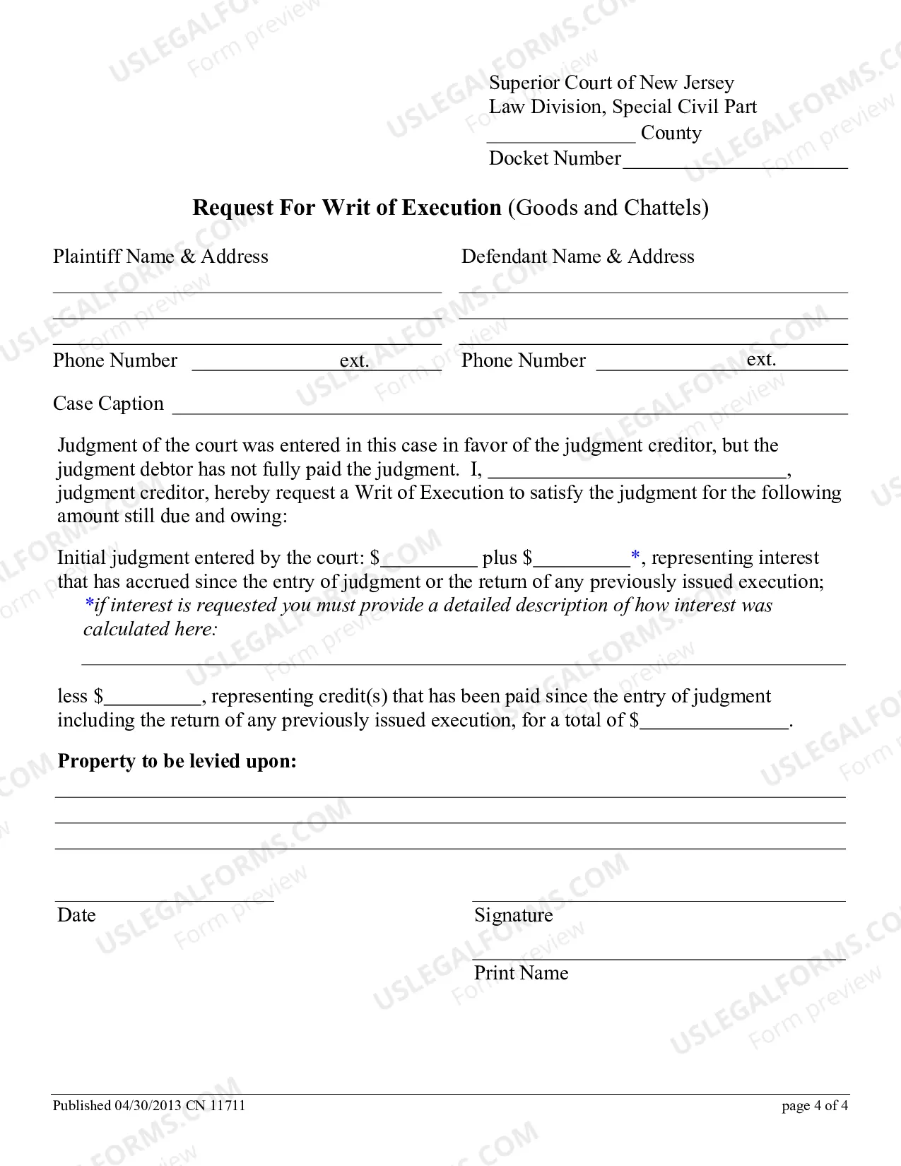 Preview How to Complete the Request for a Writ of Execution