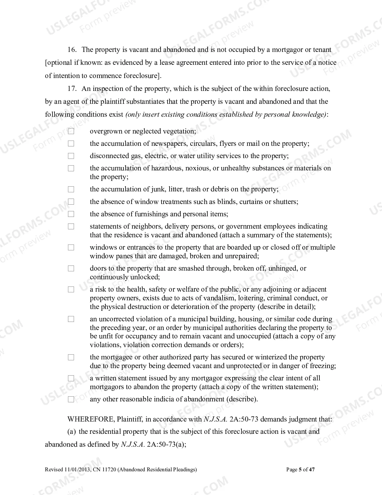 Preview Abandoned Residential Pleadings (Word 2003 format)