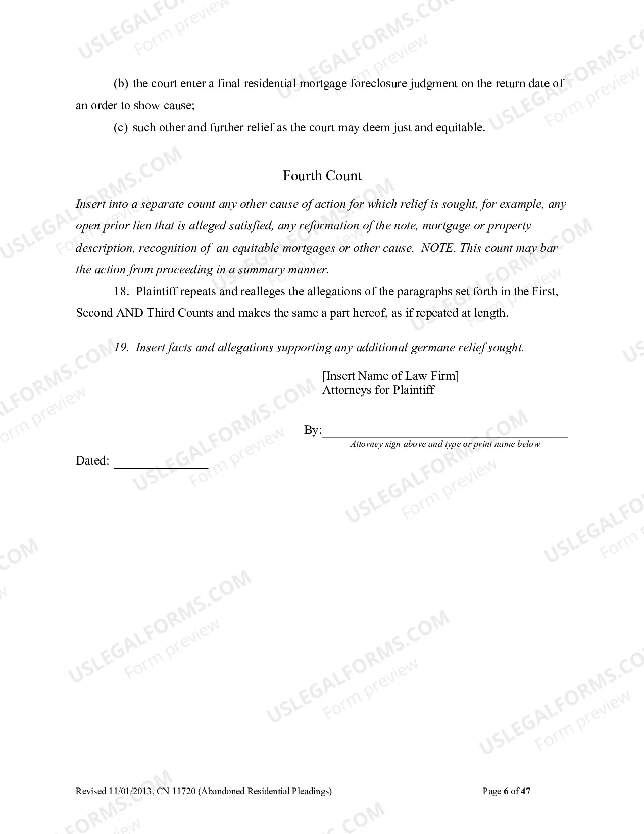 Preview Abandoned Residential Pleadings (Word 2003 format)