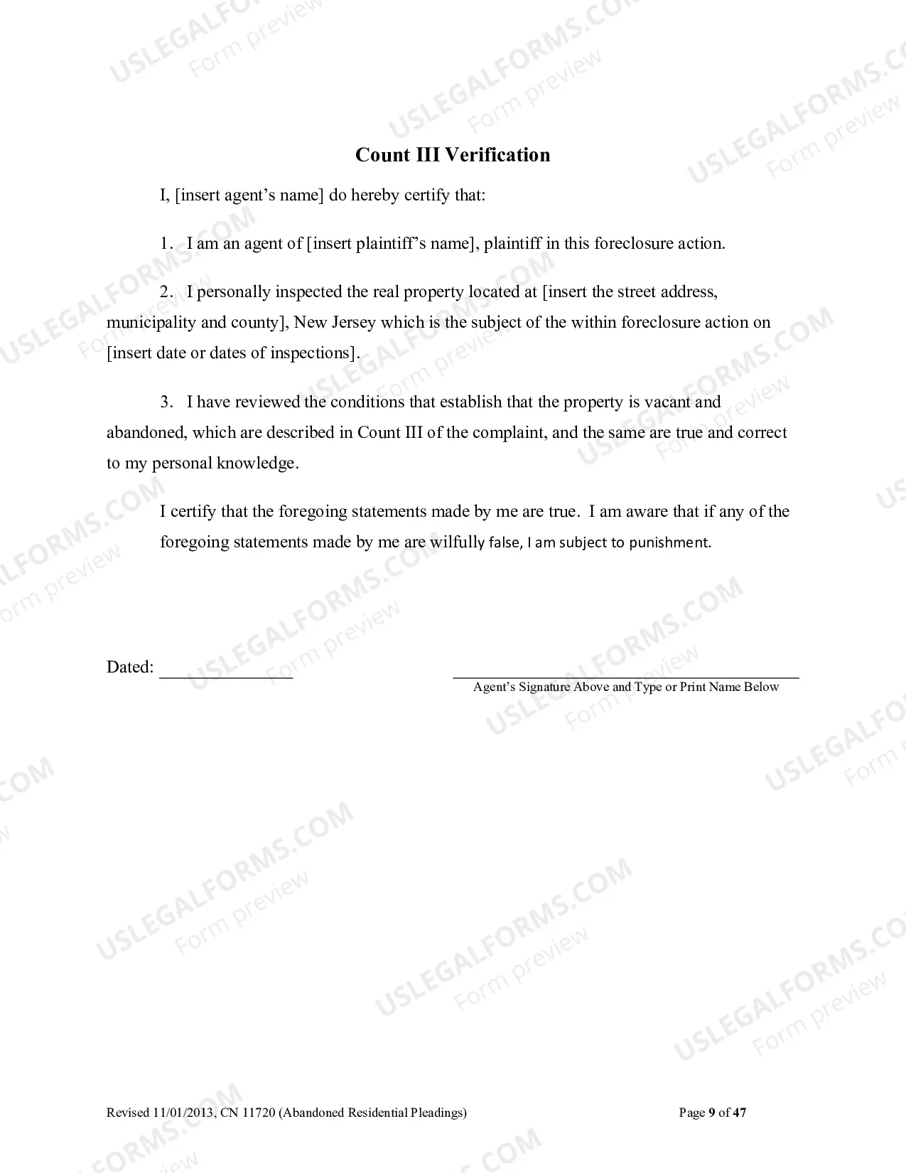 Preview Abandoned Residential Pleadings (Word 2003 format)