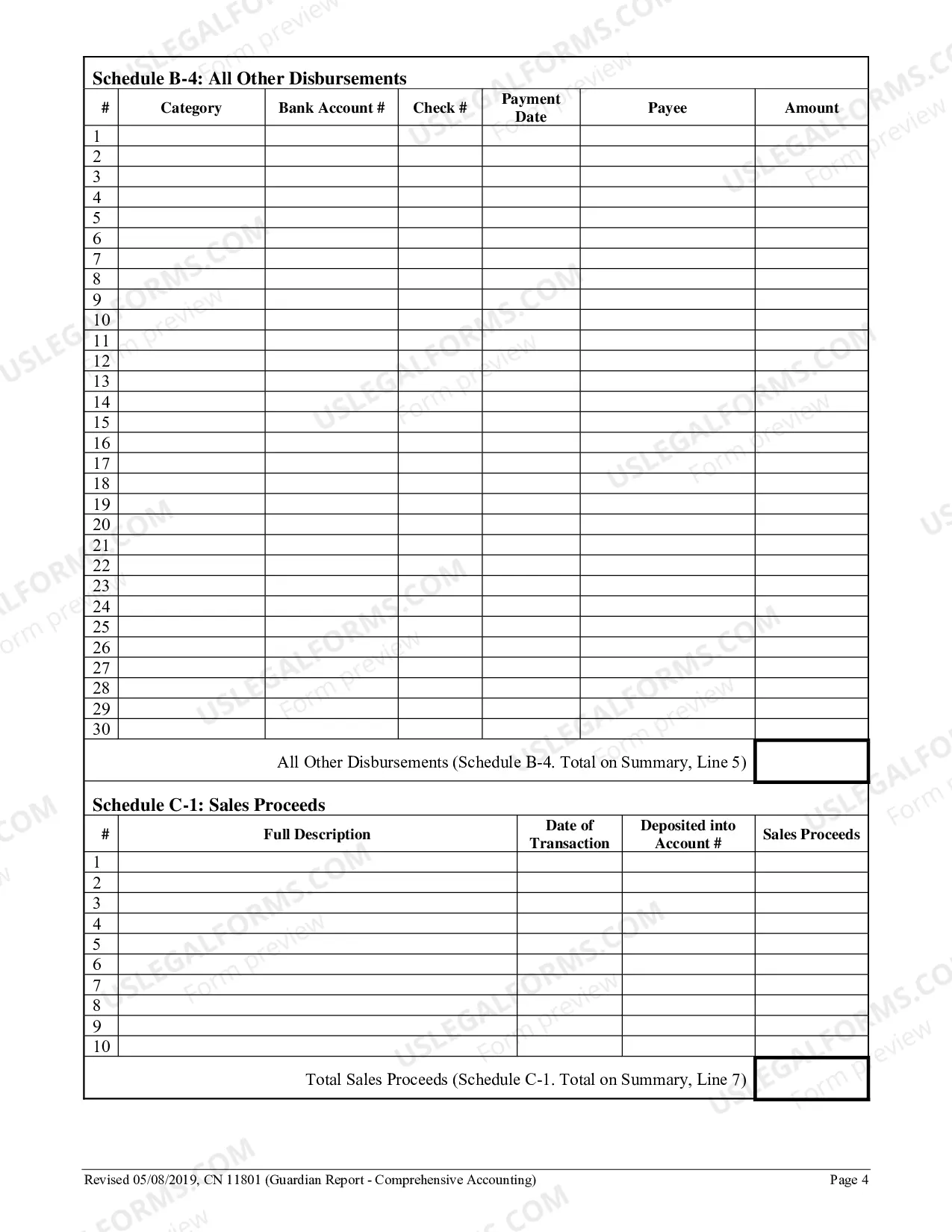 Preview Comprehensive Accounting Form (Guardianship)