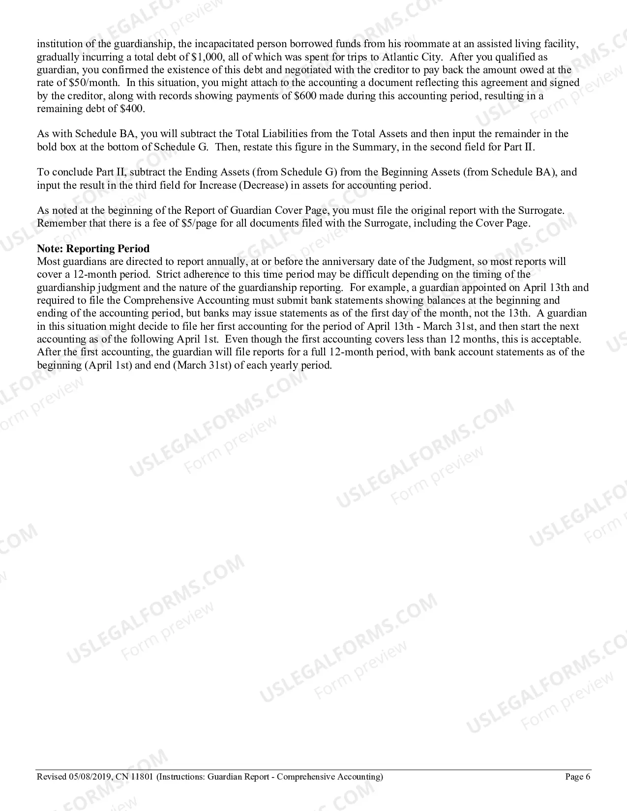 Preview Comprehensive Accounting Form (Guardianship)