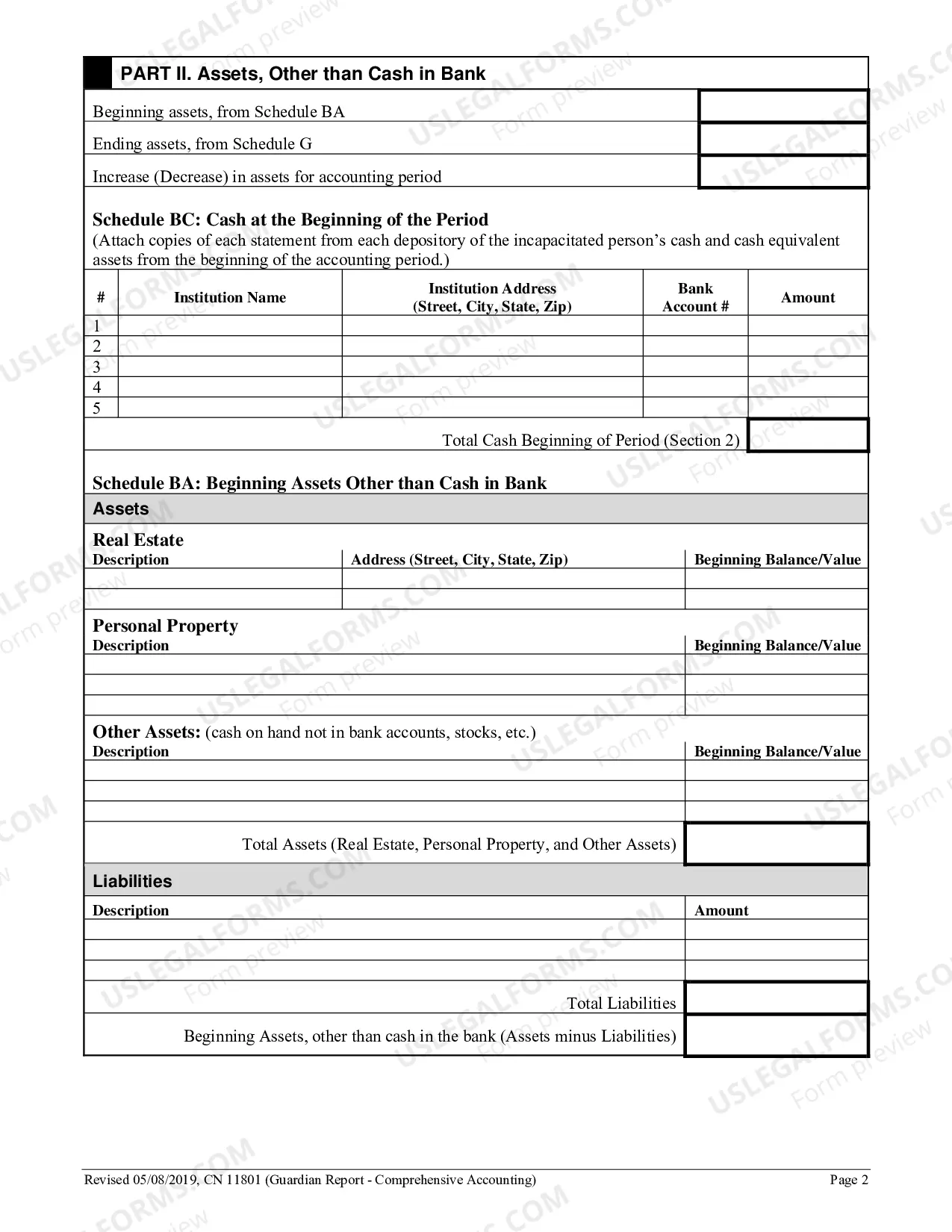 Preview Comprehensive Accounting Form (Guardianship)