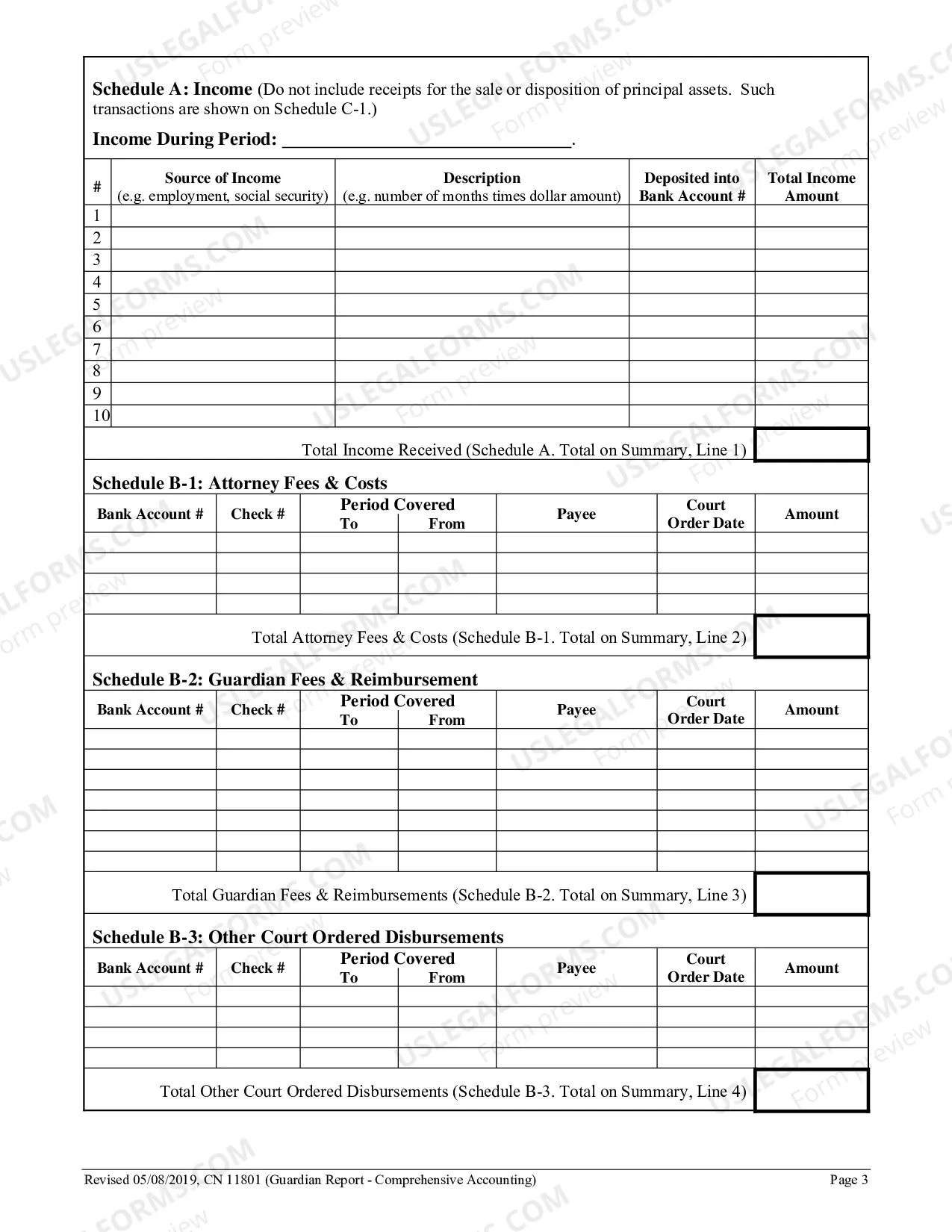 Preview Comprehensive Accounting Form (Guardianship)