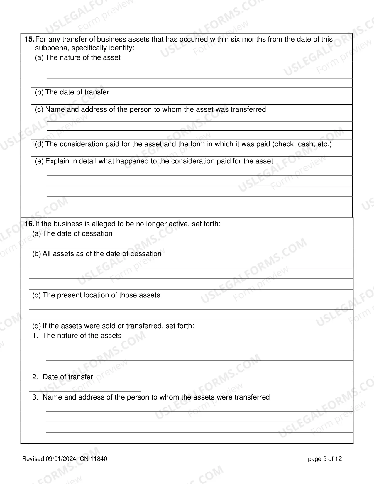 Preview Information Subpoena - Appendix XI-L