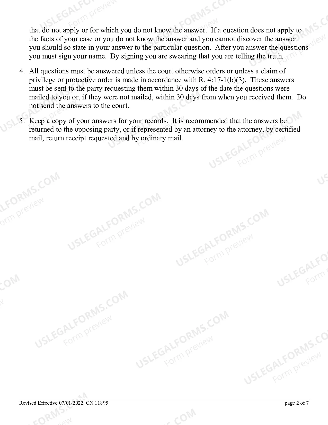 Preview Special Civil Part Interrogatories - Model Questions for Contract and Debt Collection Cases Where the Demand Exceeds $3,000