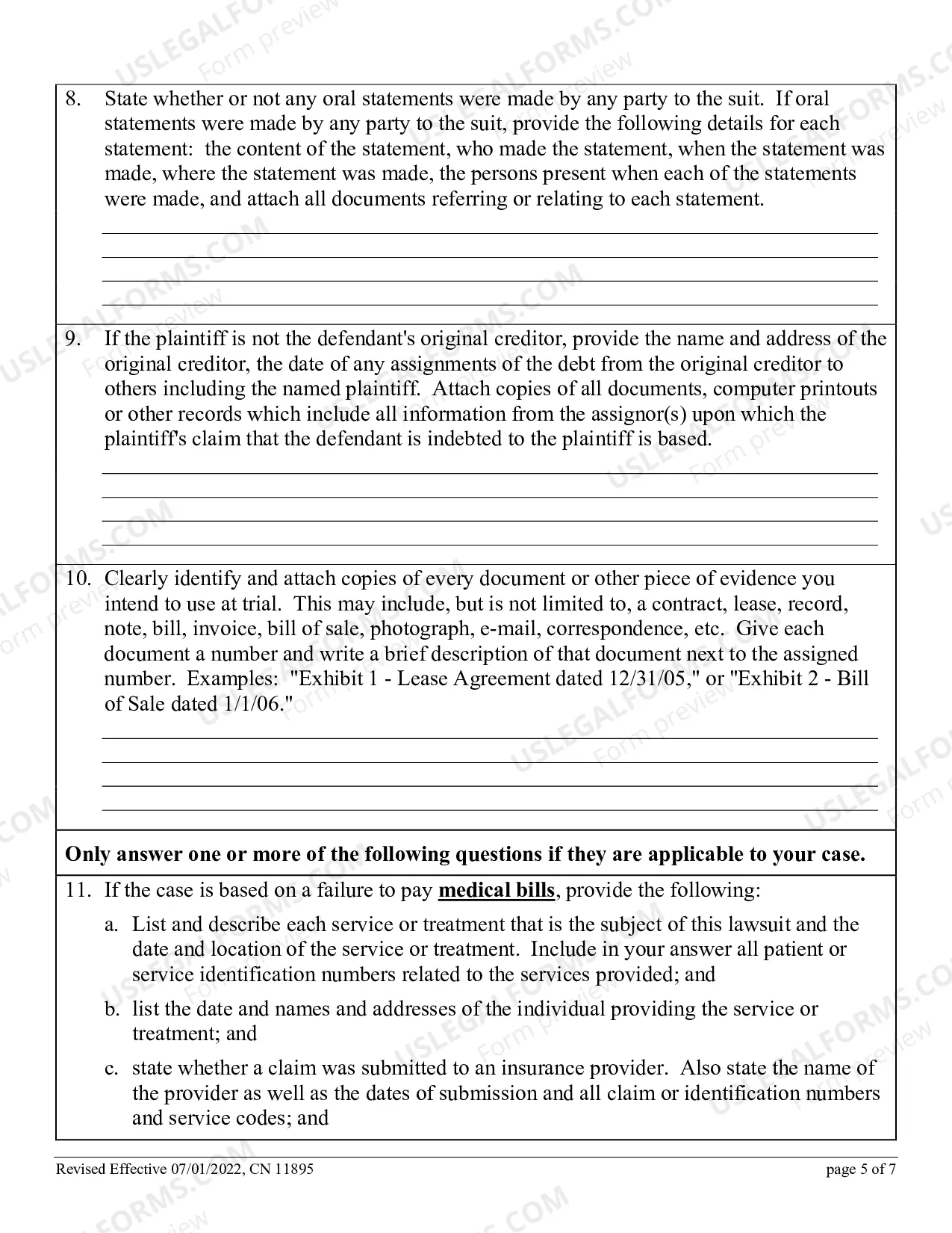 Preview Special Civil Part Interrogatories - Model Questions for Contract and Debt Collection Cases Where the Demand Exceeds $3,000