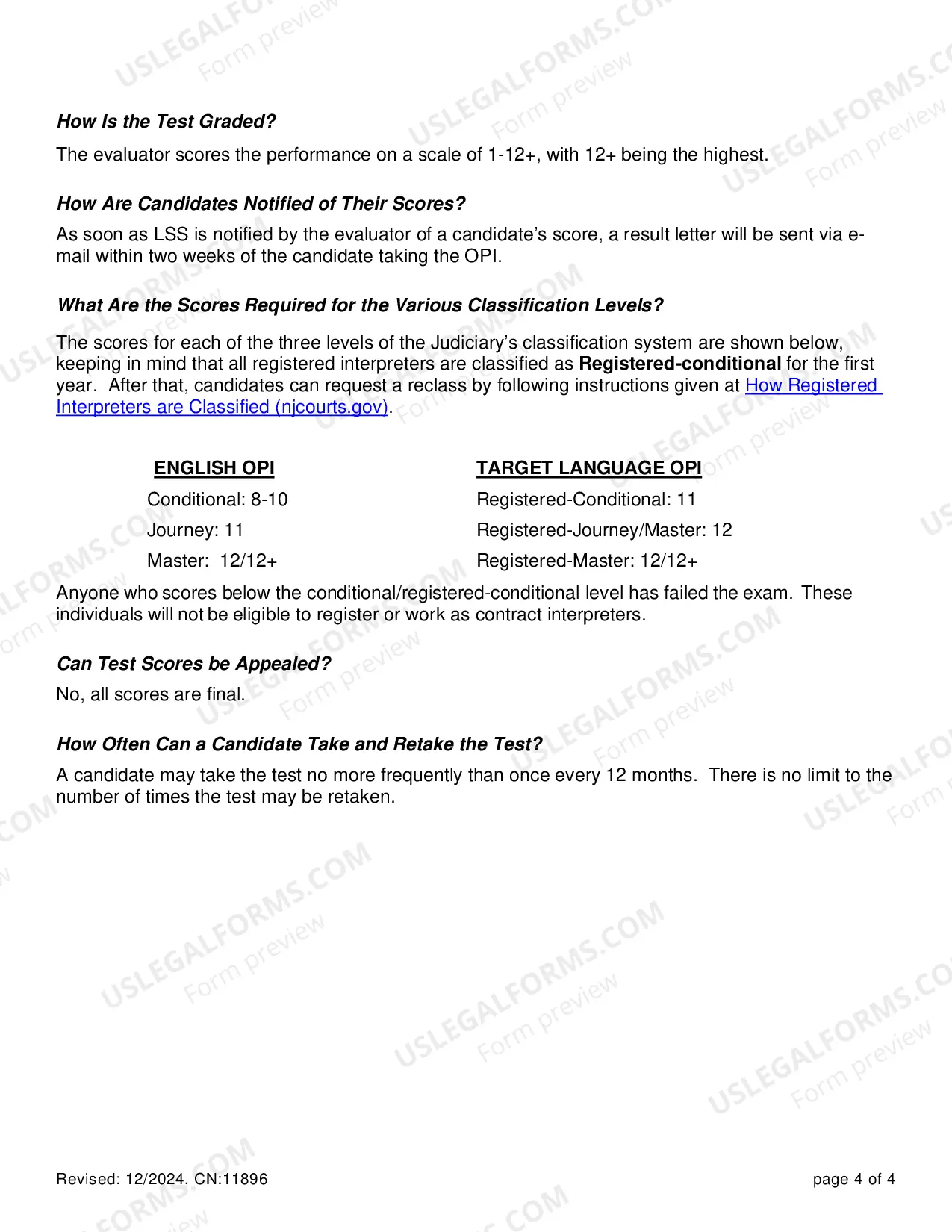 Preview Application to Take Oral Proficiency Interview (OPI)
