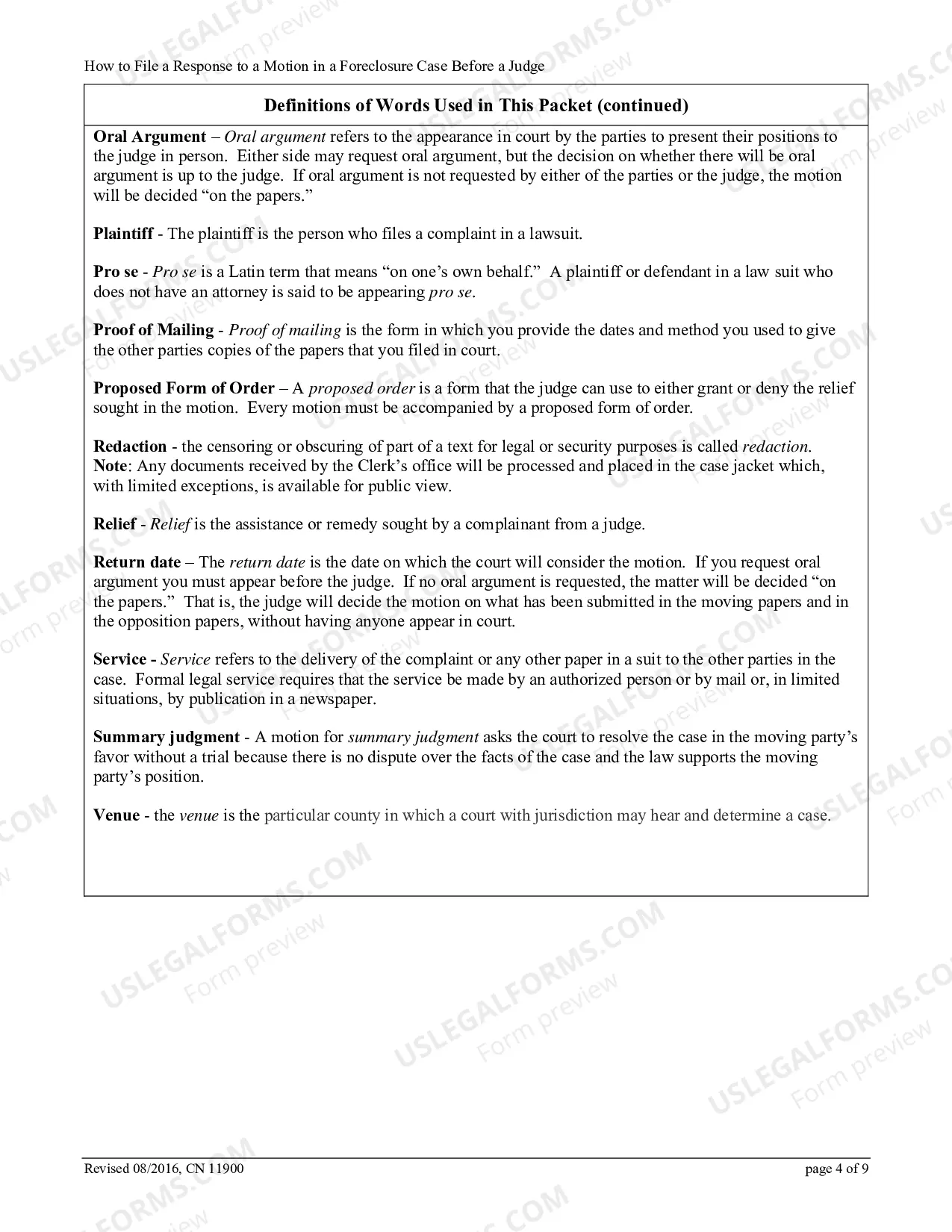 Preview How to File a Response to a Motion in a Foreclosure Case Before a Judge
