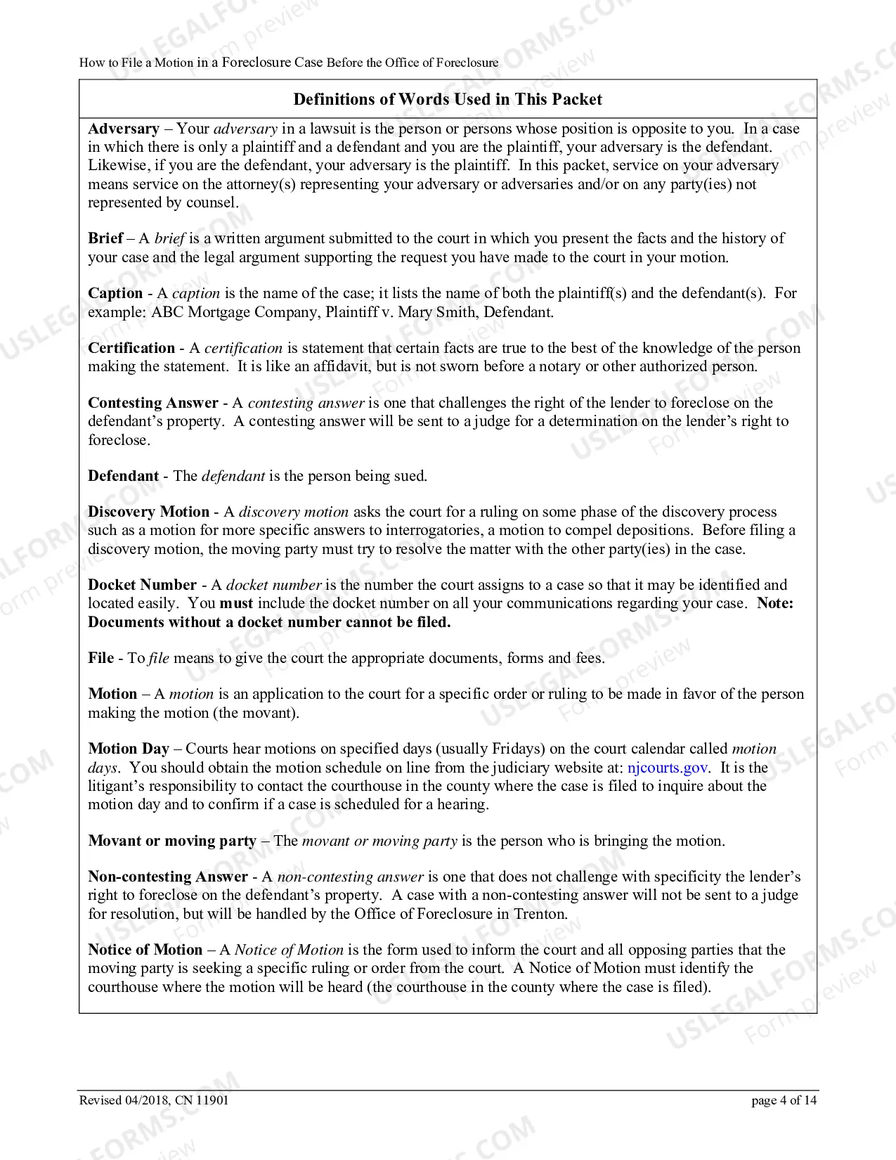 Preview How to File a Motion in a Foreclosure Case Before the Office of Foreclosure