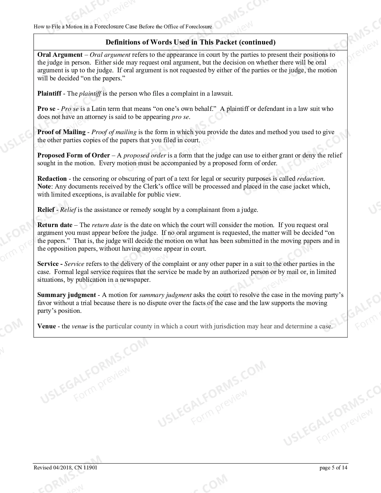 Preview How to File a Motion in a Foreclosure Case Before the Office of Foreclosure