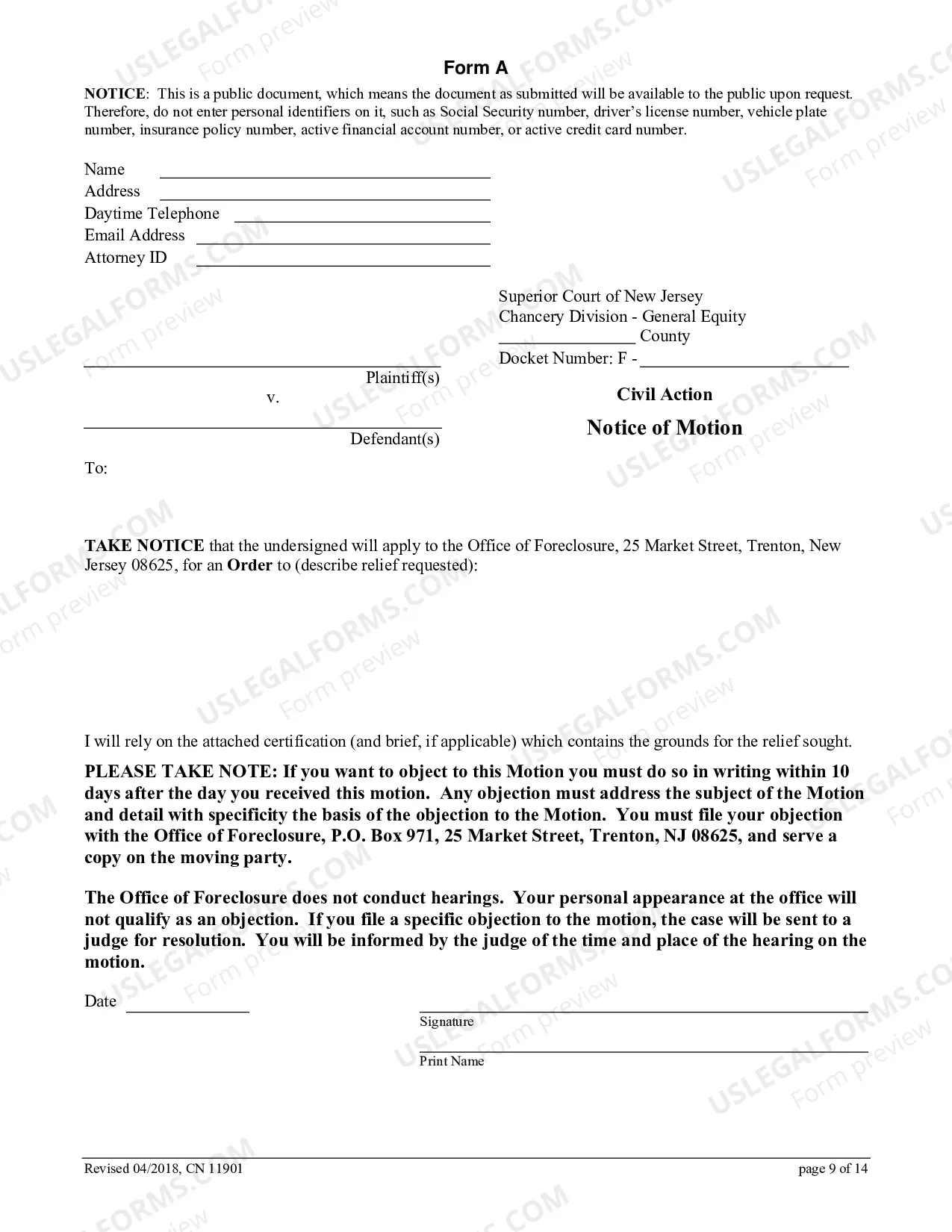 Preview How to File a Motion in a Foreclosure Case Before the Office of Foreclosure