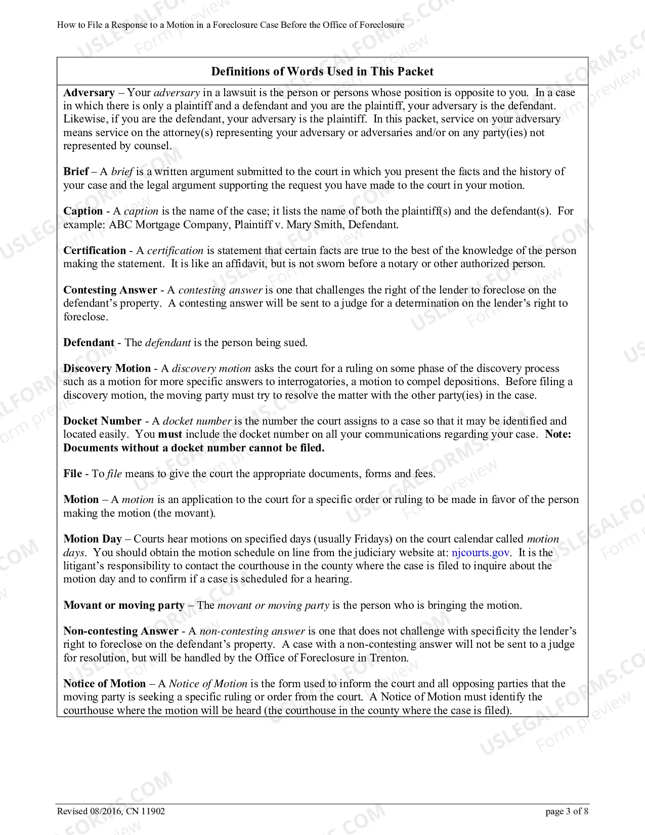 Preview How to File a Response to a Motion in a Foreclosure Case Before the Office of Foreclosure