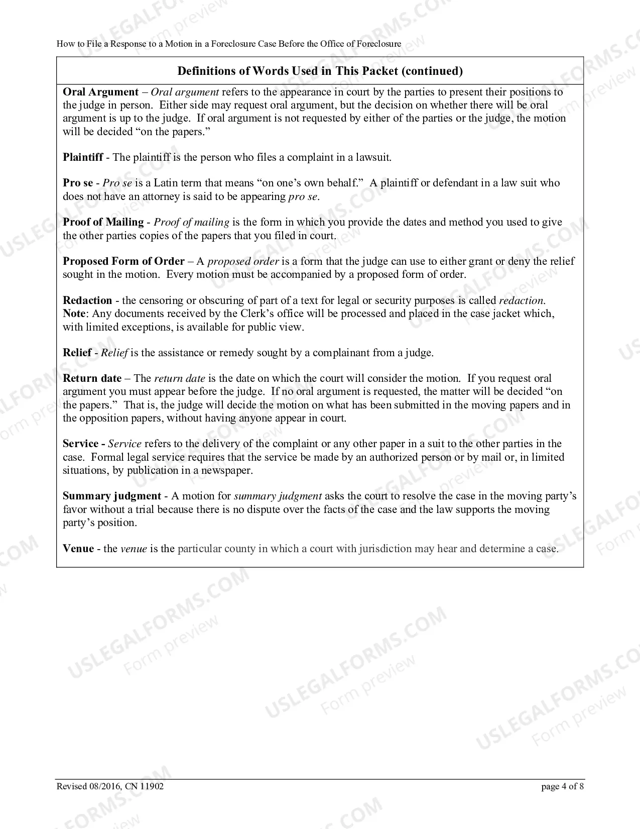 Preview How to File a Response to a Motion in a Foreclosure Case Before the Office of Foreclosure