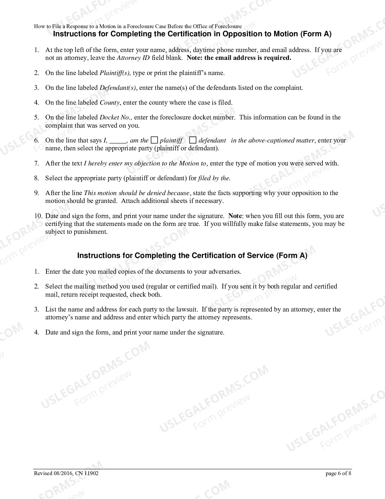 Preview How to File a Response to a Motion in a Foreclosure Case Before the Office of Foreclosure