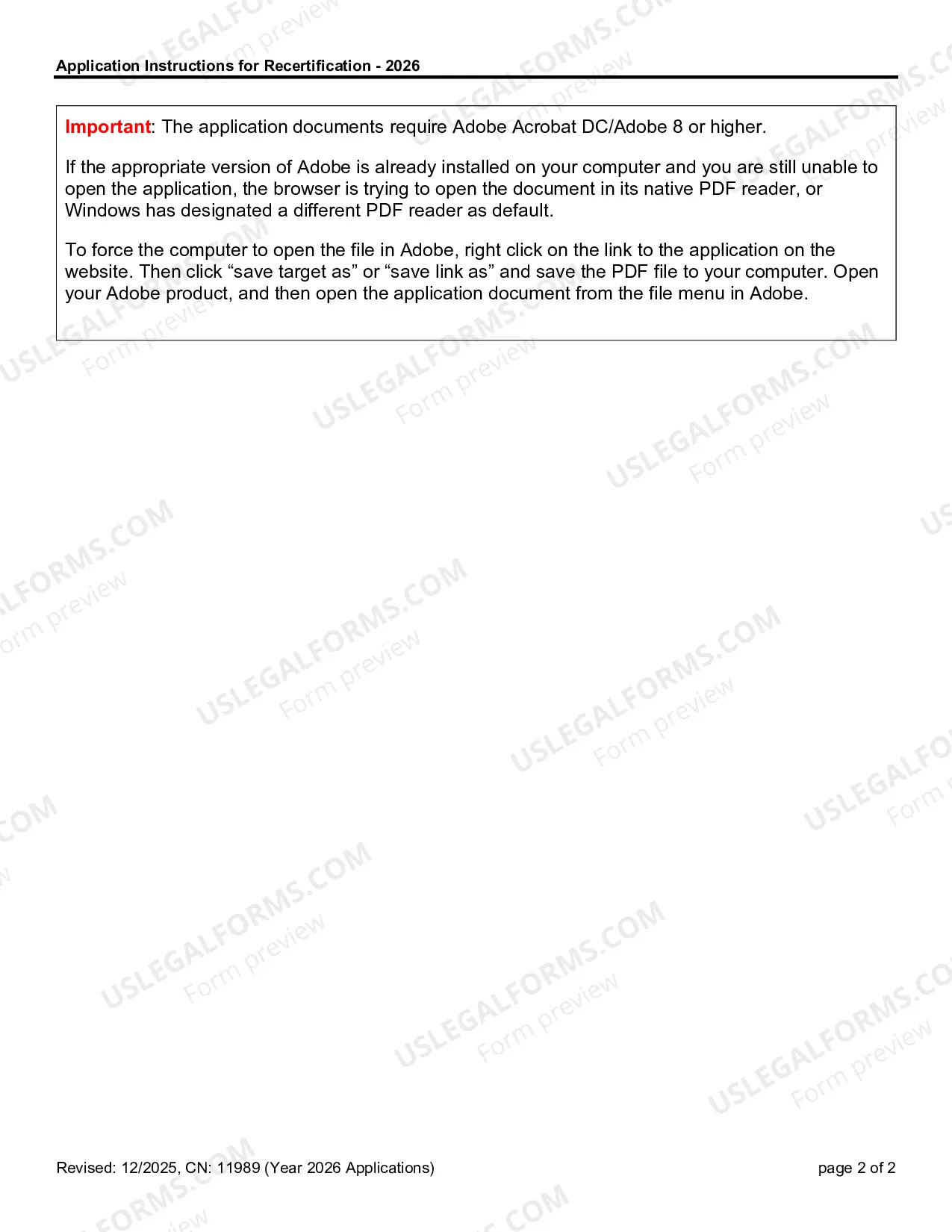 Preview Instructions for Certification Application
