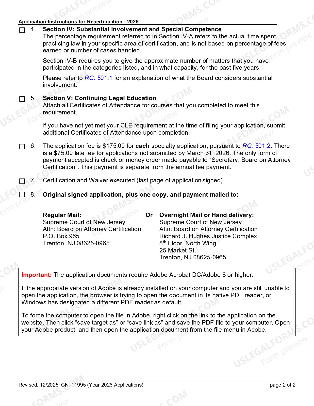 Preview Instructions for Recertification Application