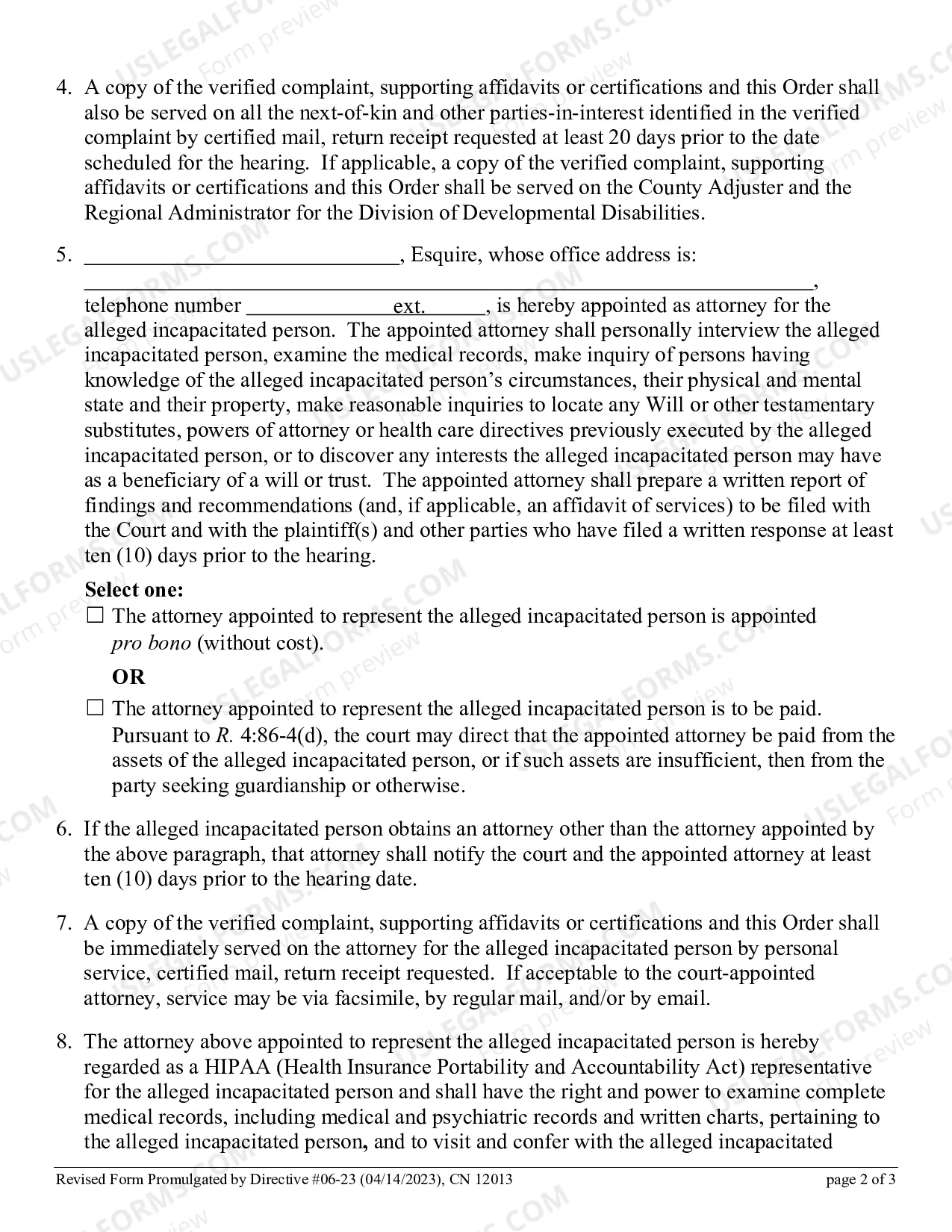 Preview Order Fixing Guardianship Hearing Date and Appointing Attorney