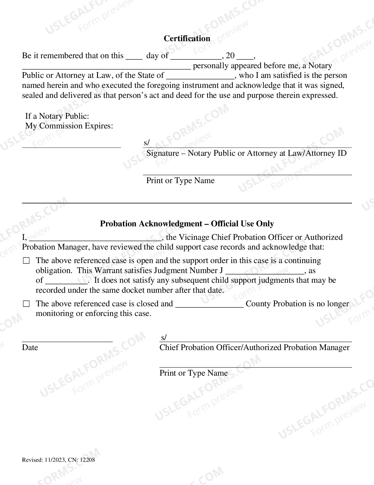 Preview Warrant to Satisfy Judgment - Child Support