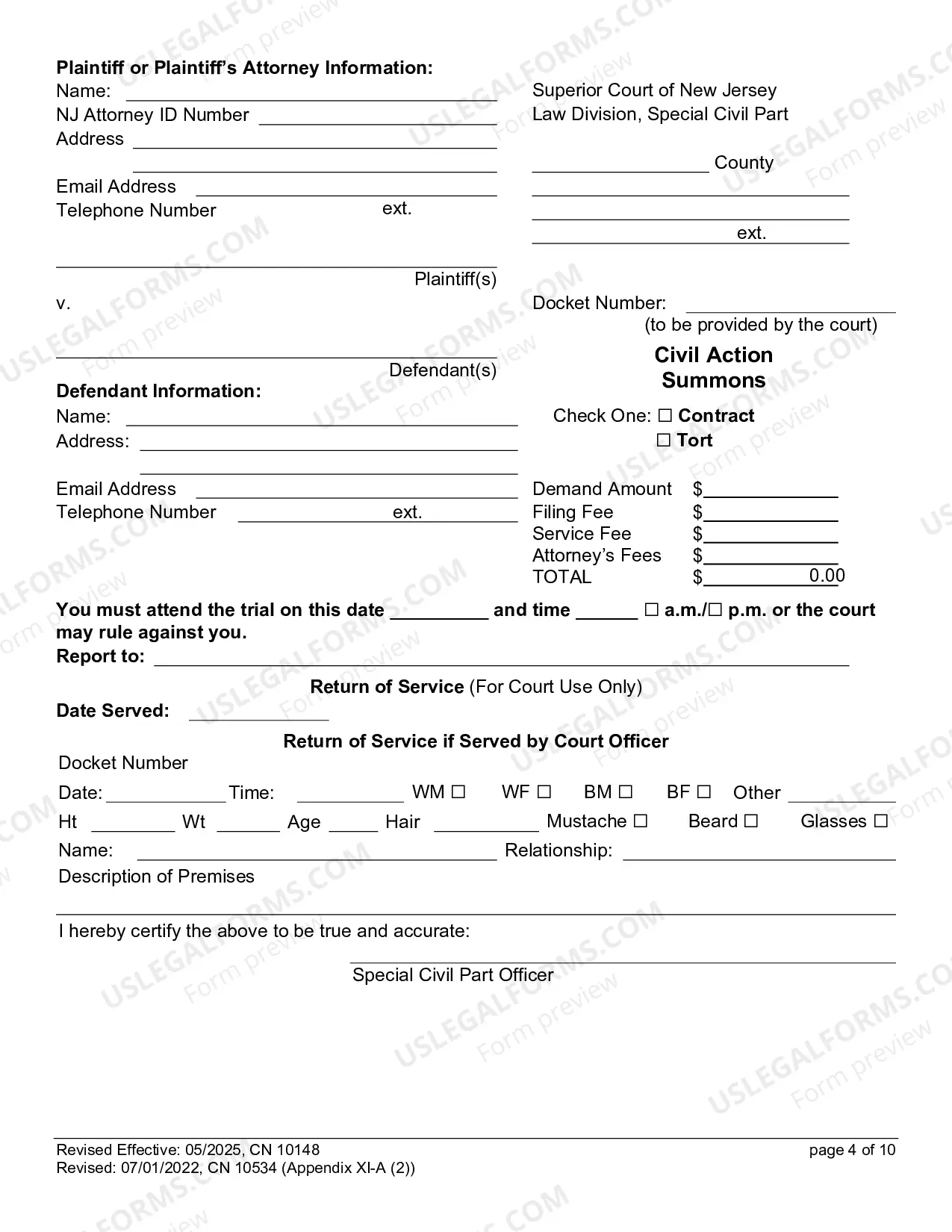 Preview Complaint (Small Claims) - Motor Vehicle