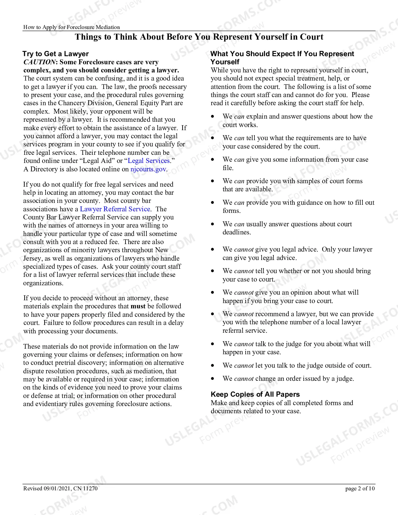 Preview Mediation Request Statement (Foreclosure)