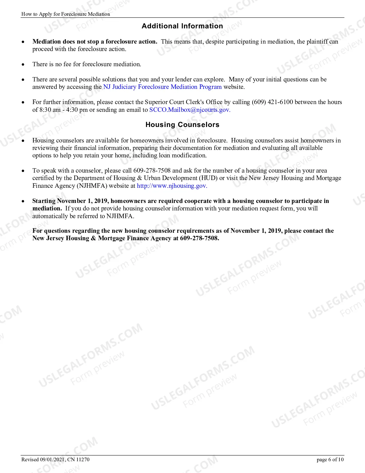 Preview Mediation Request Statement (Foreclosure)