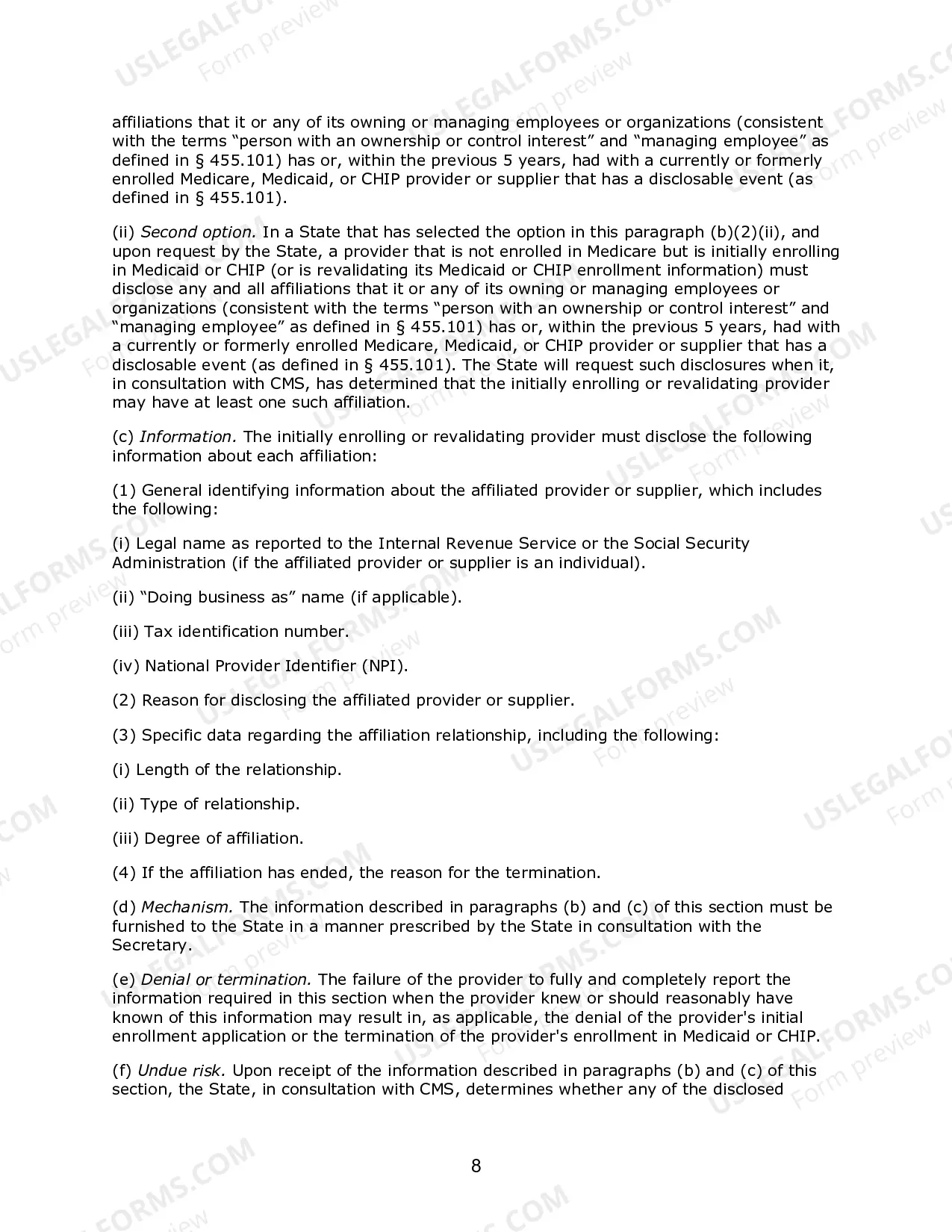 Preview Federal Regulations and NJSA Code Quoted In Provider Agreement