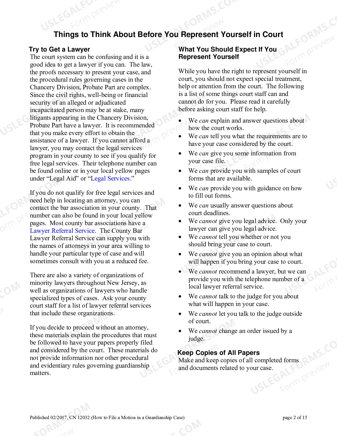 Preview Civil Action Certification In Support of Motion Certification of Service (Guardianship)