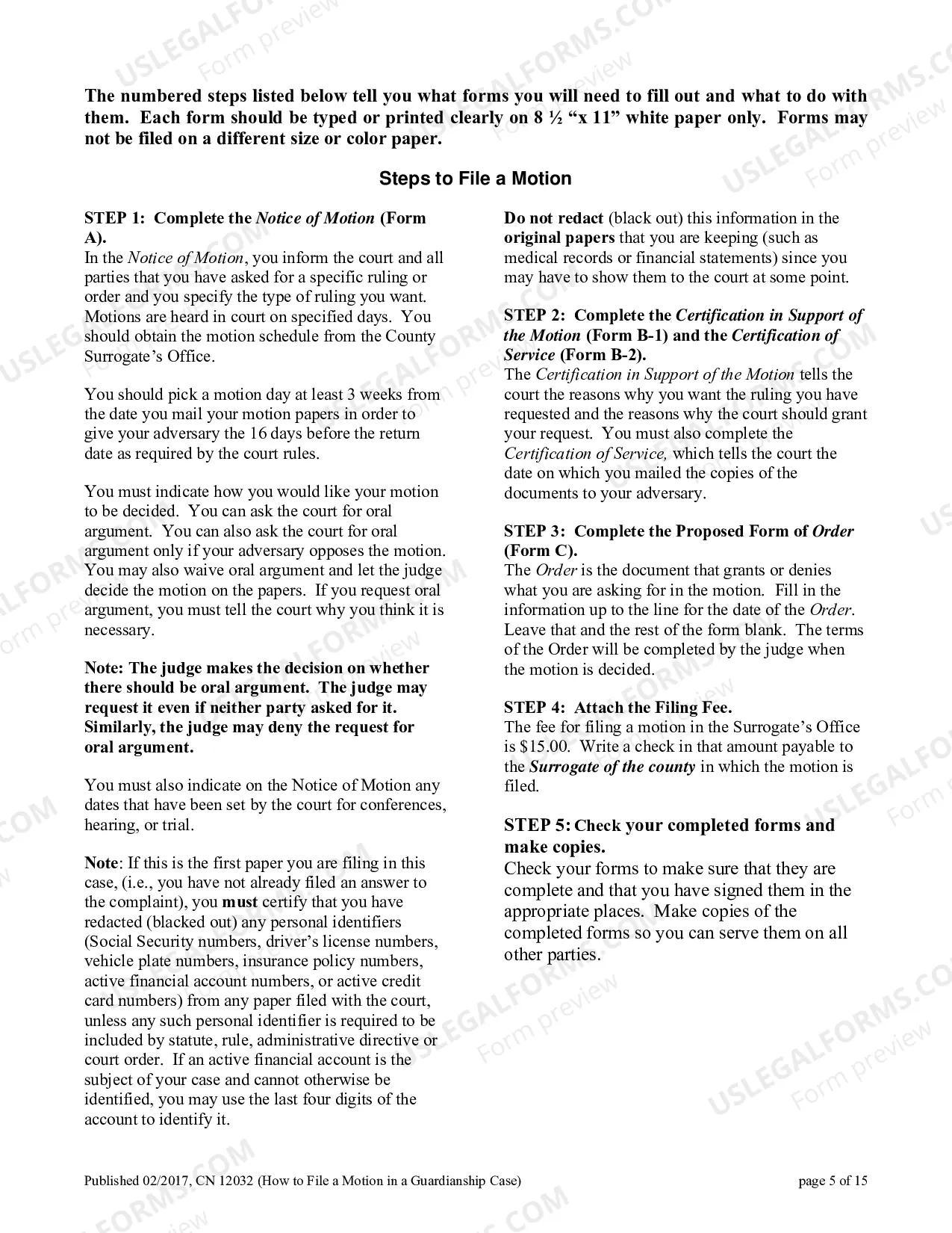 Preview Civil Action Certification In Support of Motion Certification of Service (Guardianship)