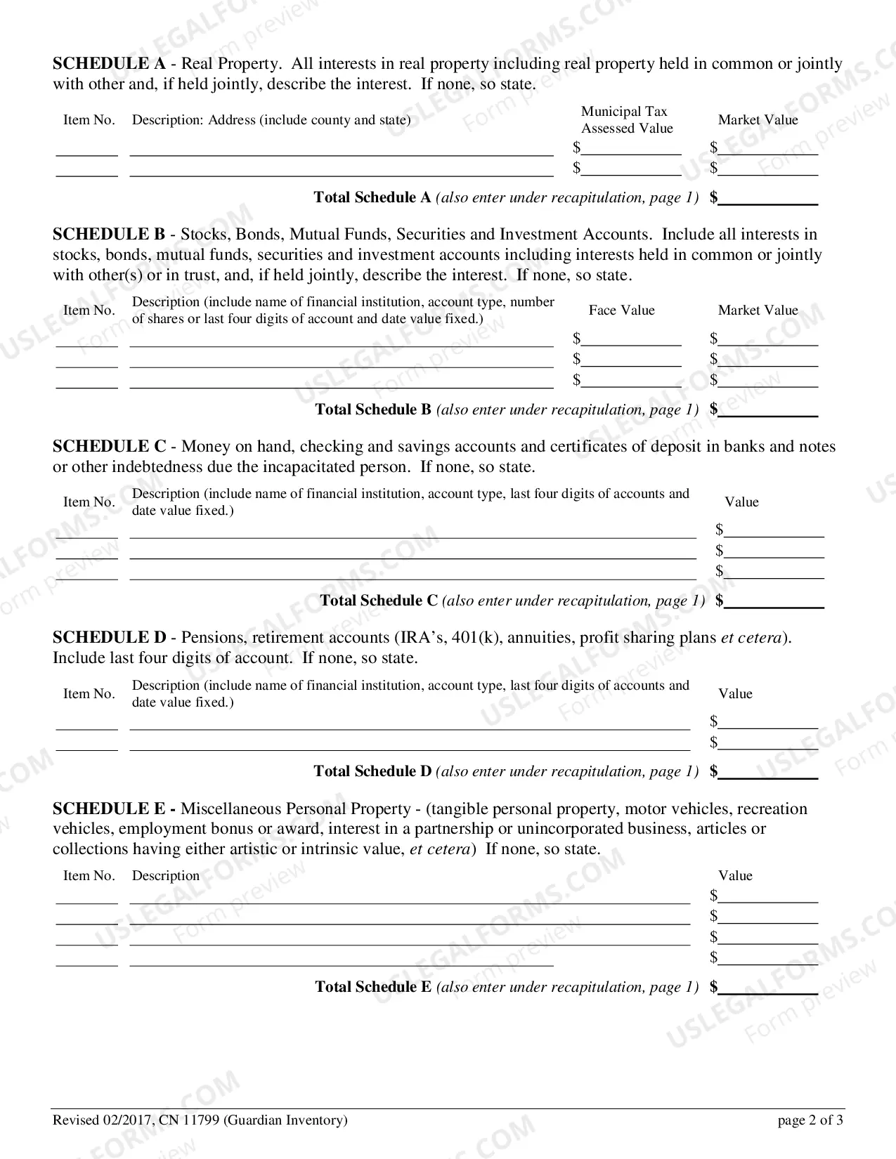 Preview Guardianship Estate Inventory