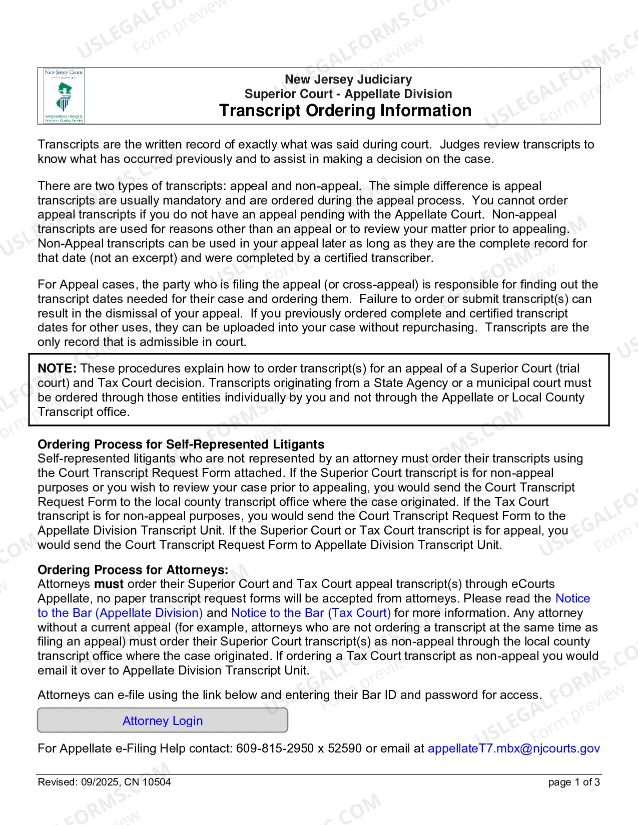 Preview Court Transcript Request
