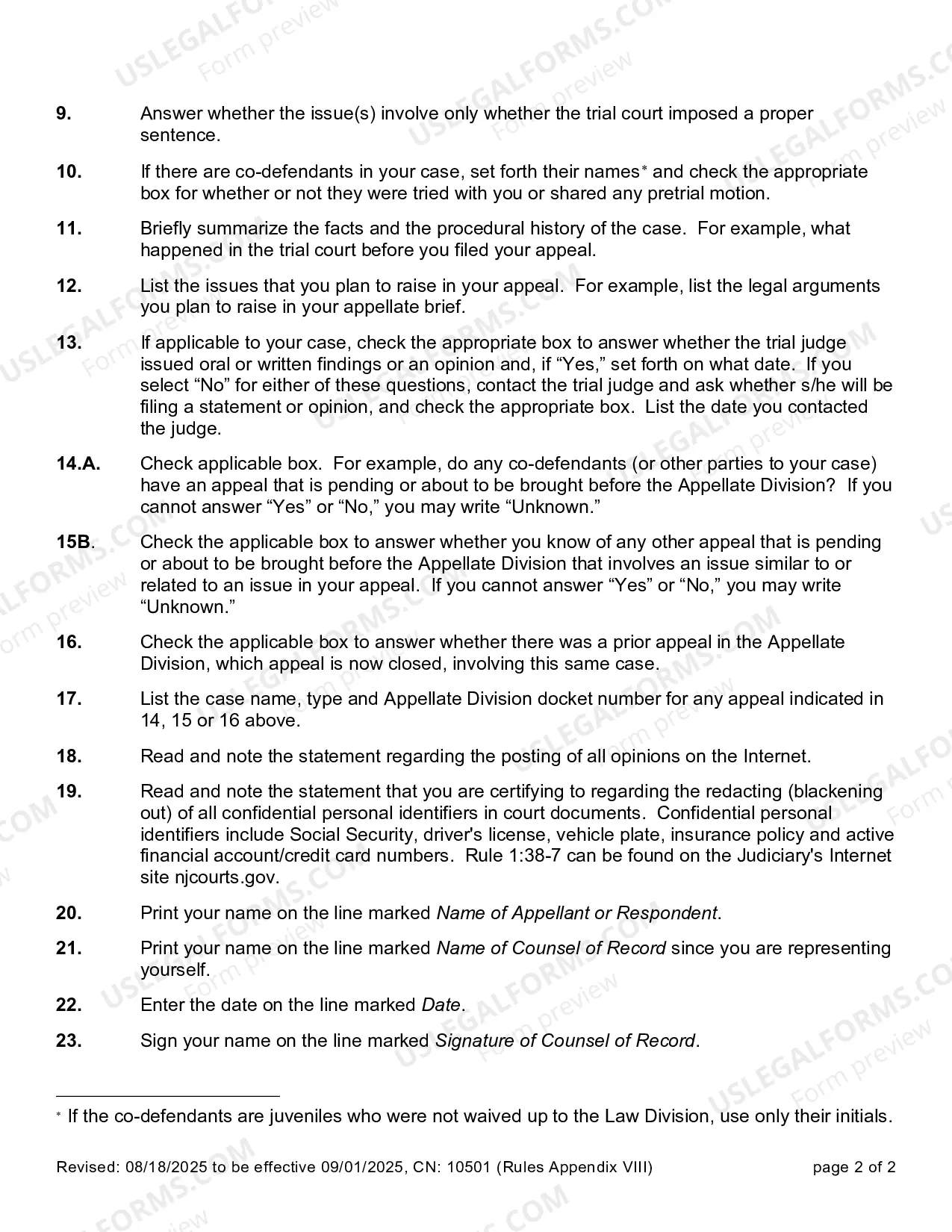 Preview Appellate Criminal Case Information Statement (Form only)