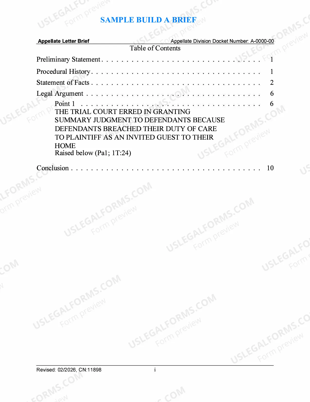 Preview 11898_sam - Build-a-Brief Sample